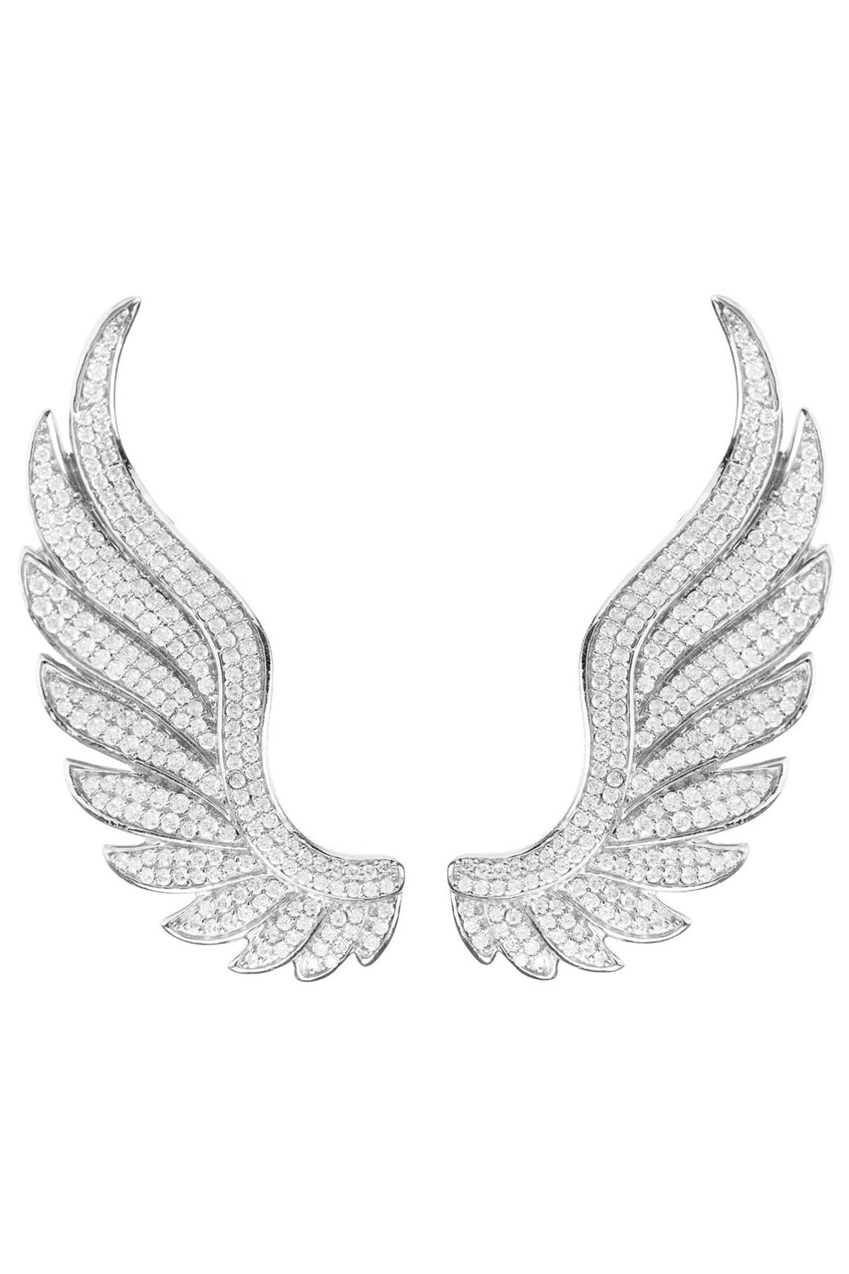 Gabriel Angel Wing Ear Climber Silver - LATELITA Earrings