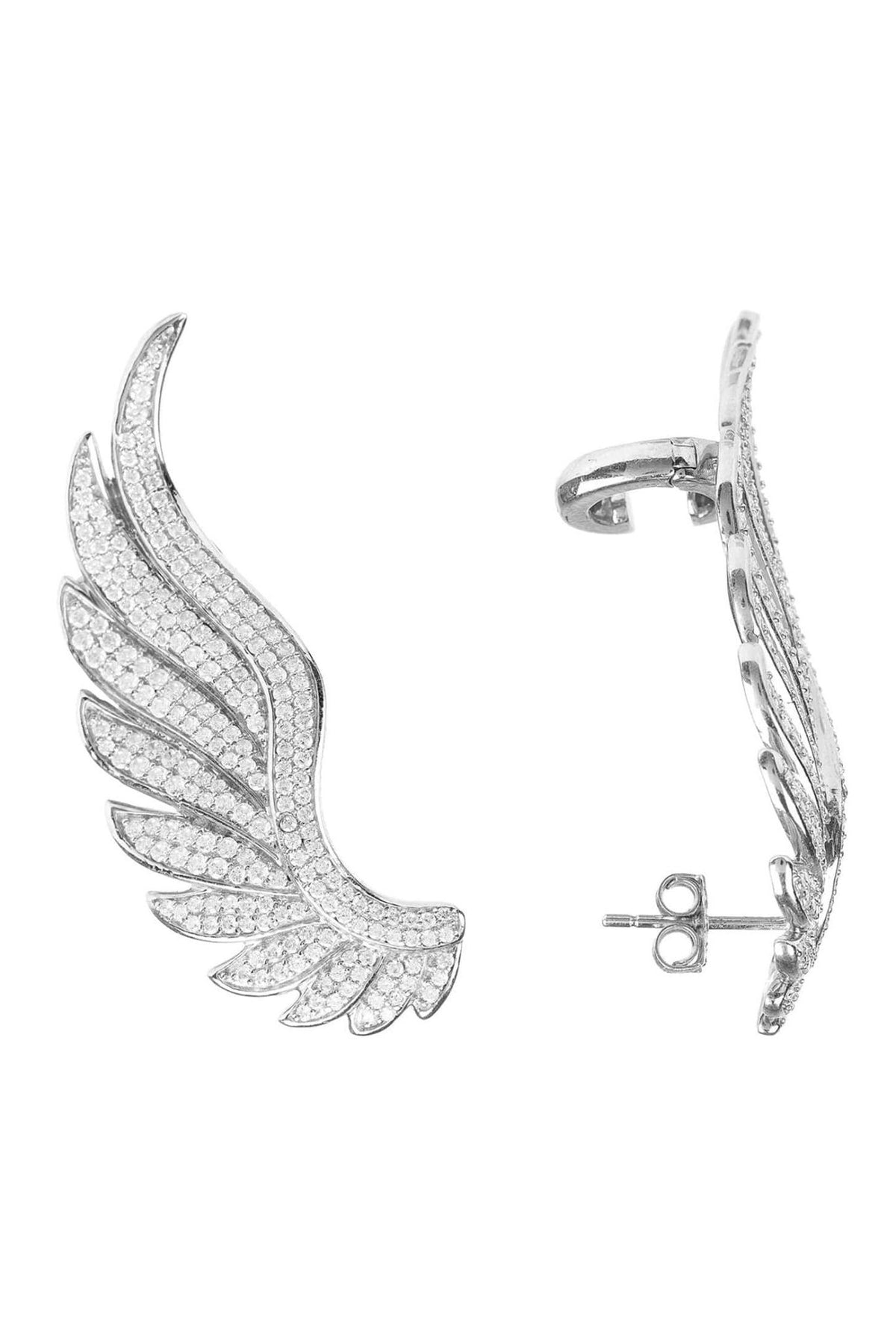 Gabriel Angel Wing Ear Climber Silver - LATELITA Earrings