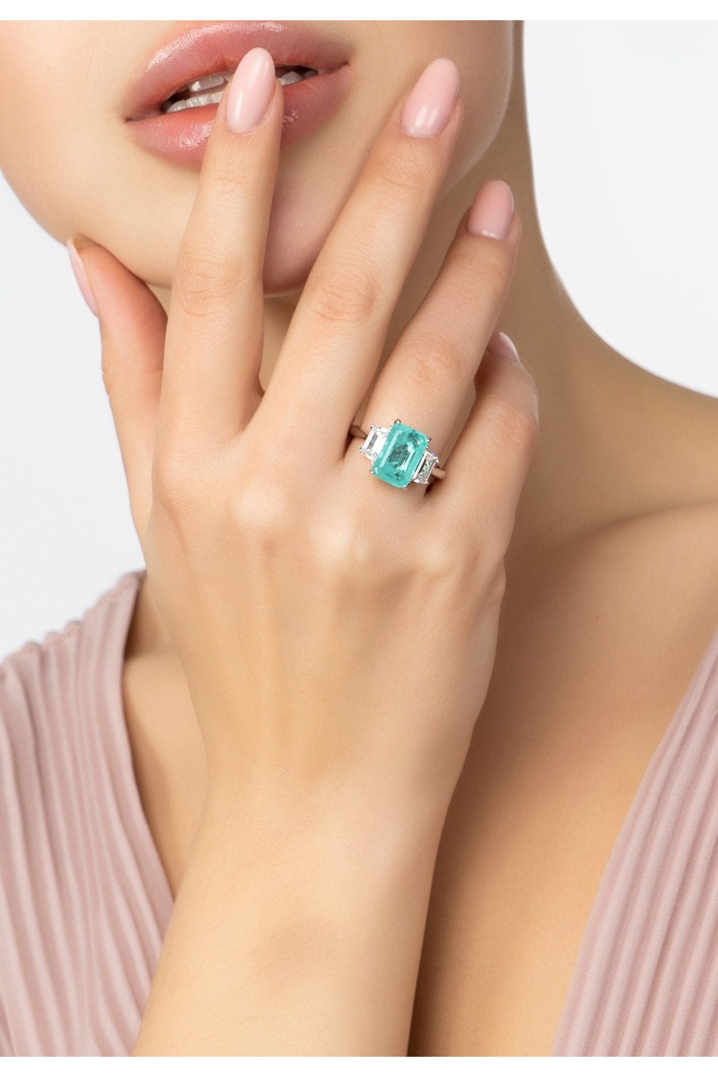 Georgina Gemstone Cocktail Ring Silver Paraiba Tourmaline - LATELITA Rings