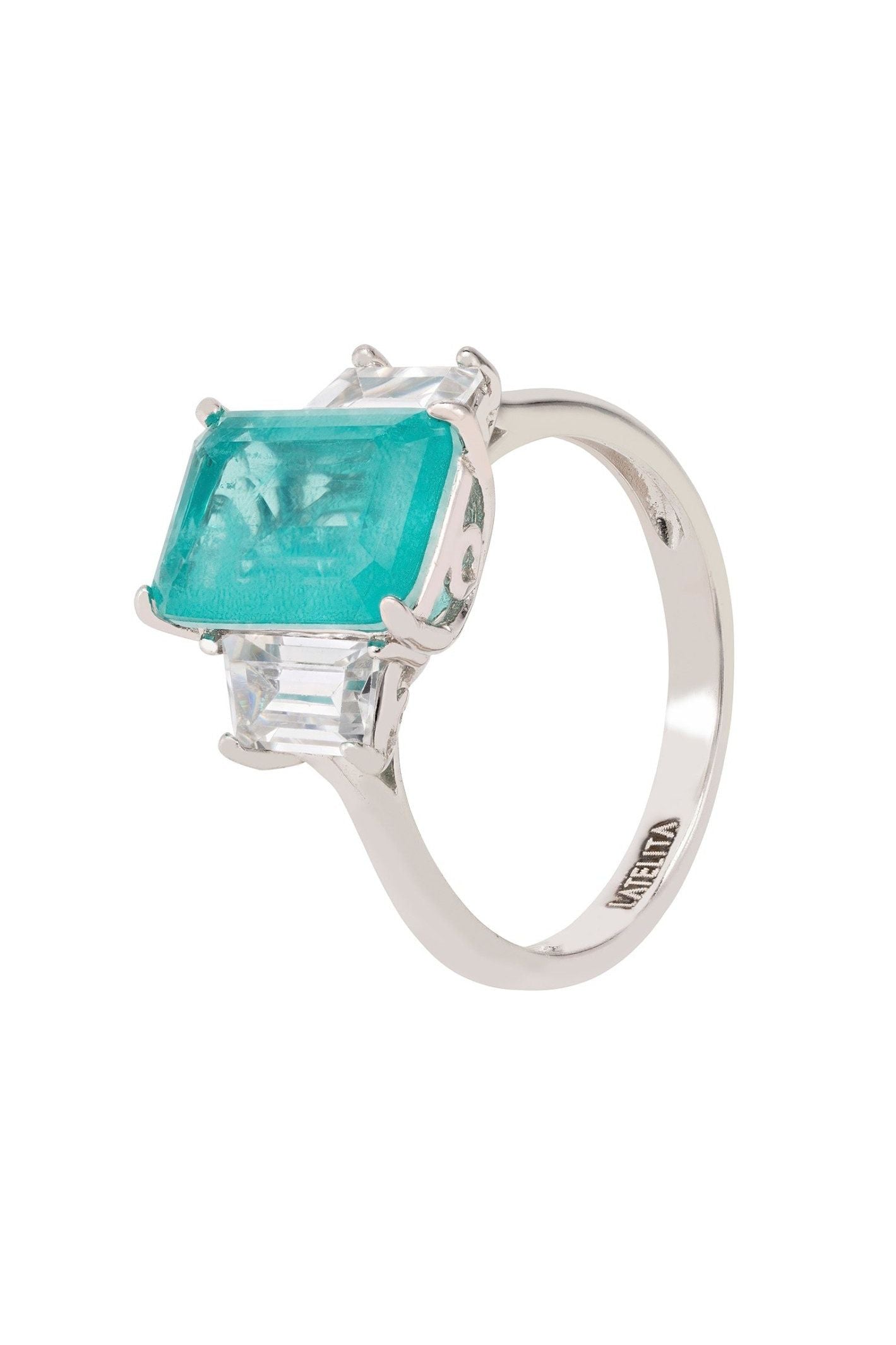 Georgina Gemstone Cocktail Ring Silver Paraiba Tourmaline - LATELITA Rings