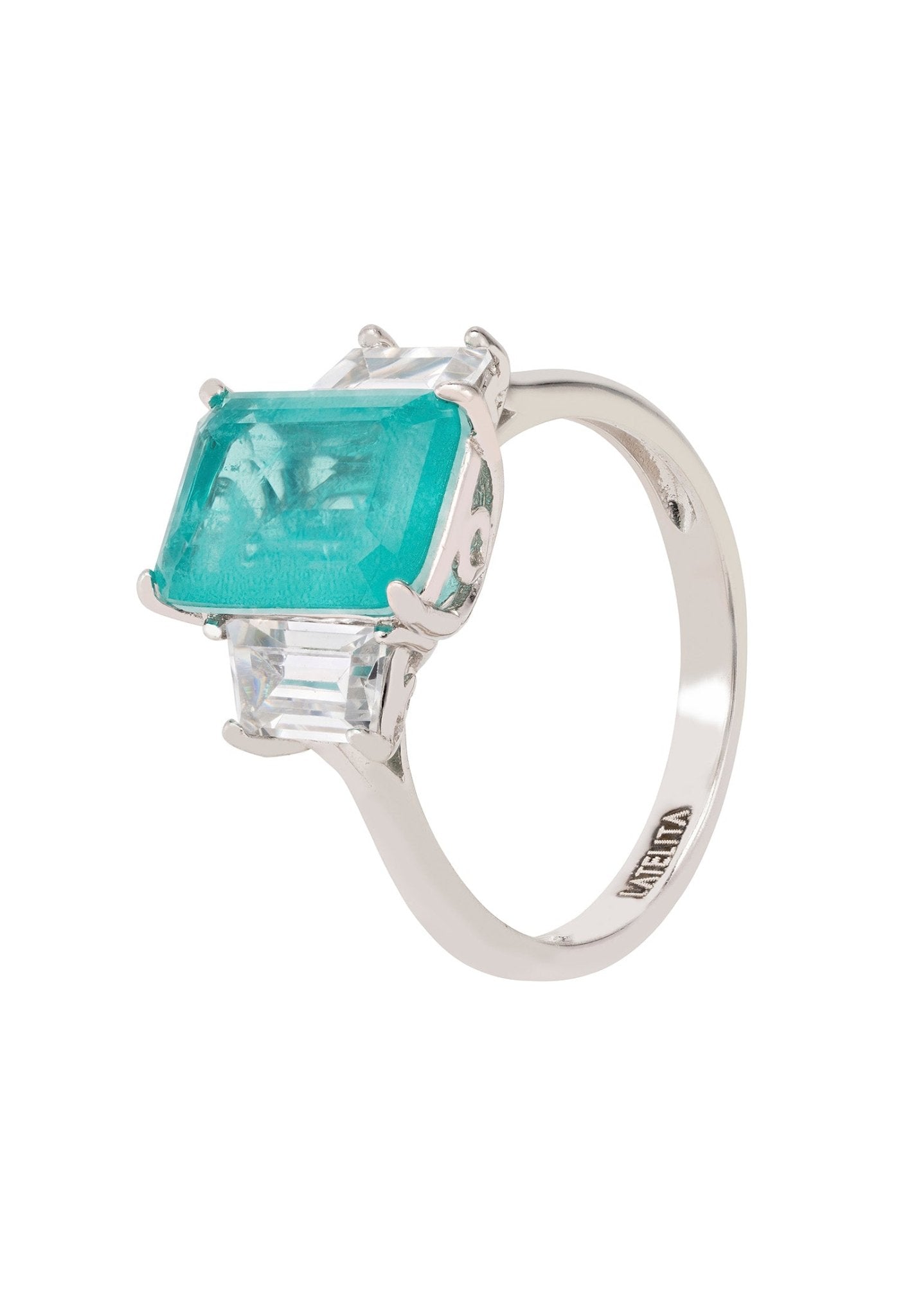 Georgina Gemstone Cocktail Ring Silver Paraiba Tourmaline - LATELITA Rings