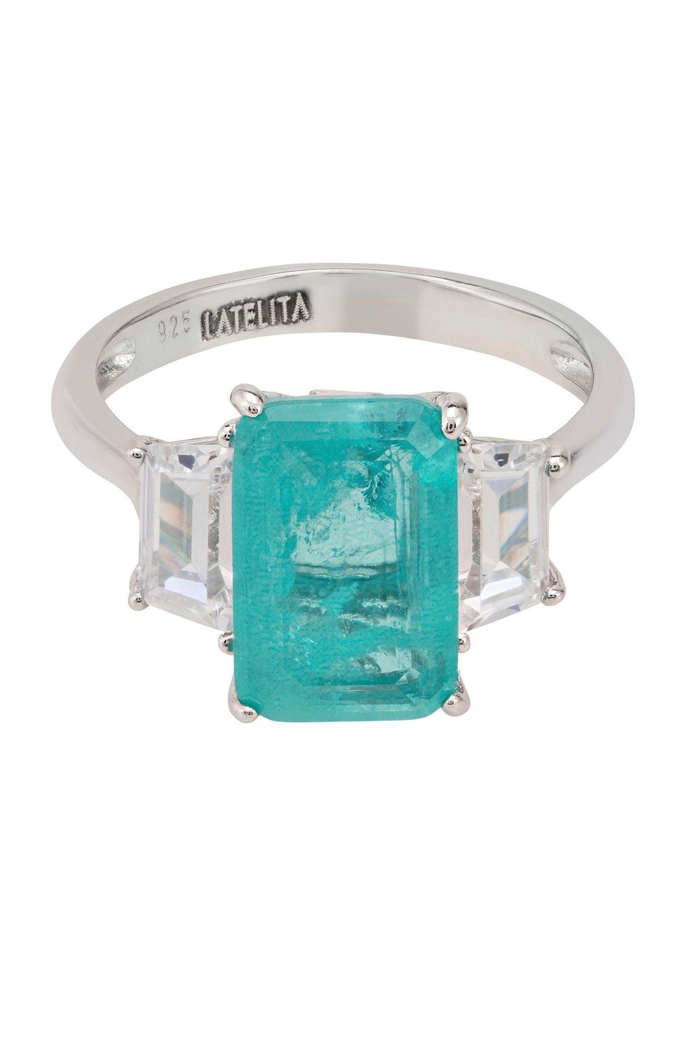 Georgina Gemstone Cocktail Ring Silver Paraiba Tourmaline - LATELITA Rings