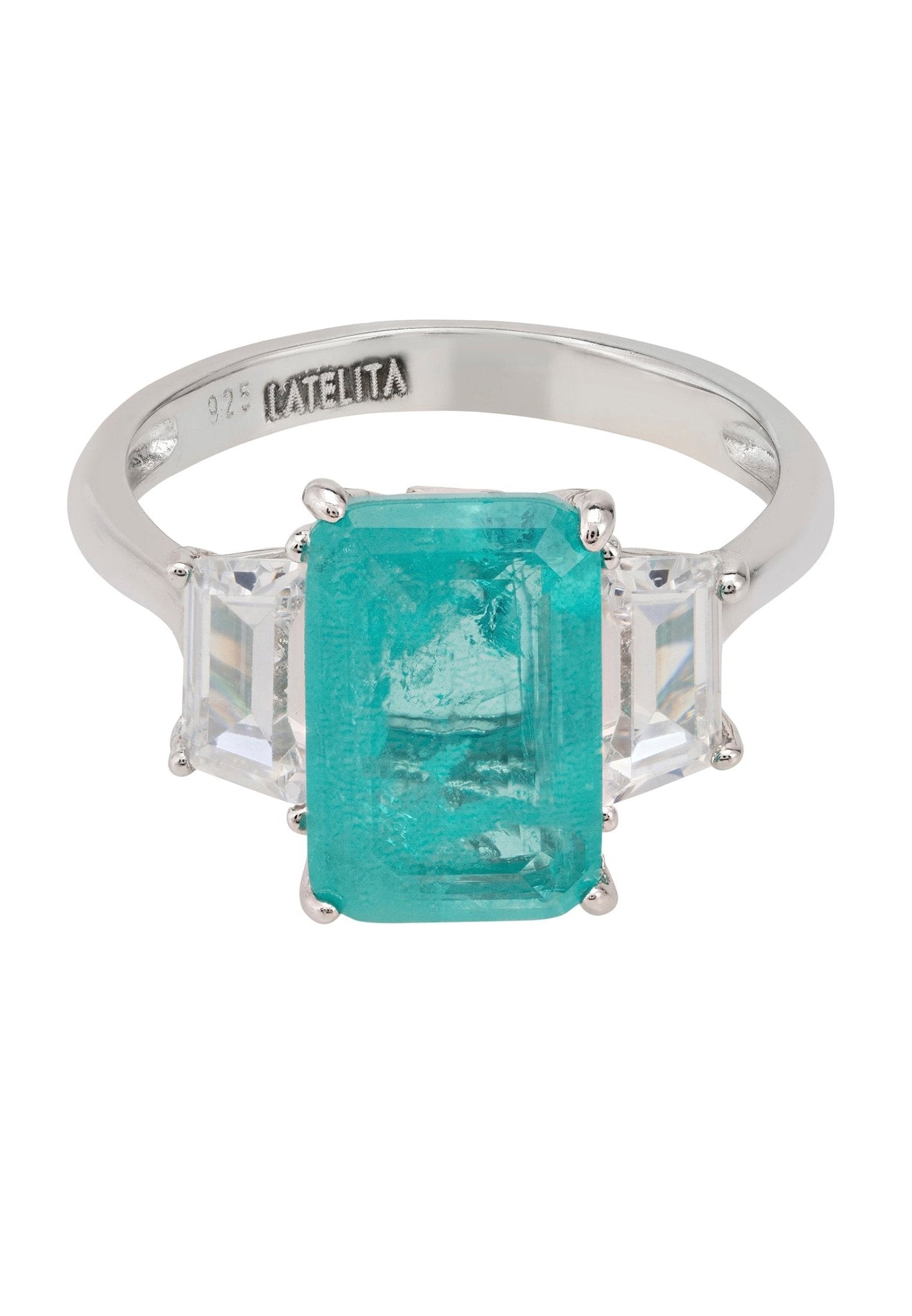 Georgina Gemstone Cocktail Ring Silver Paraiba Tourmaline - LATELITA Rings