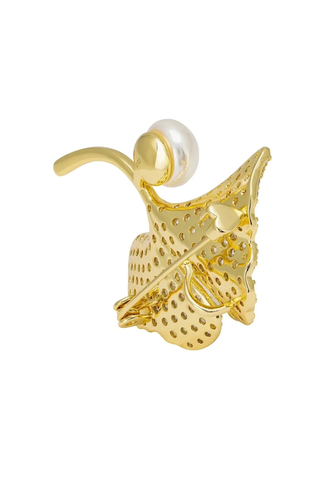 Ginkgo Leaf And Pearl Brooch Gold - LATELITA Brooches