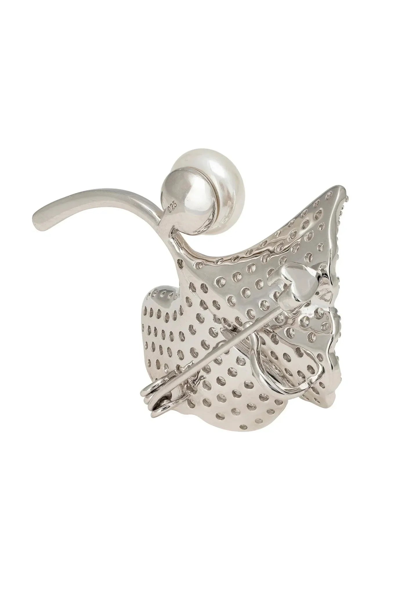 Ginkgo Leaf And Pearl Brooch Silver - LATELITA Brooches