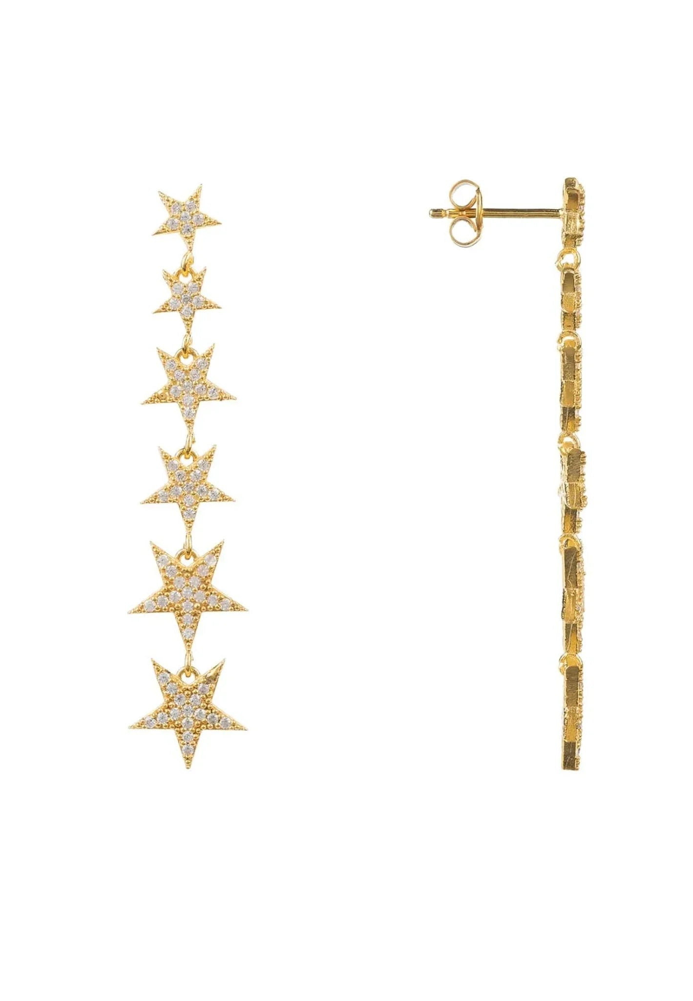 Graduated Star Drop Earrings Gold - LATELITA Earrings