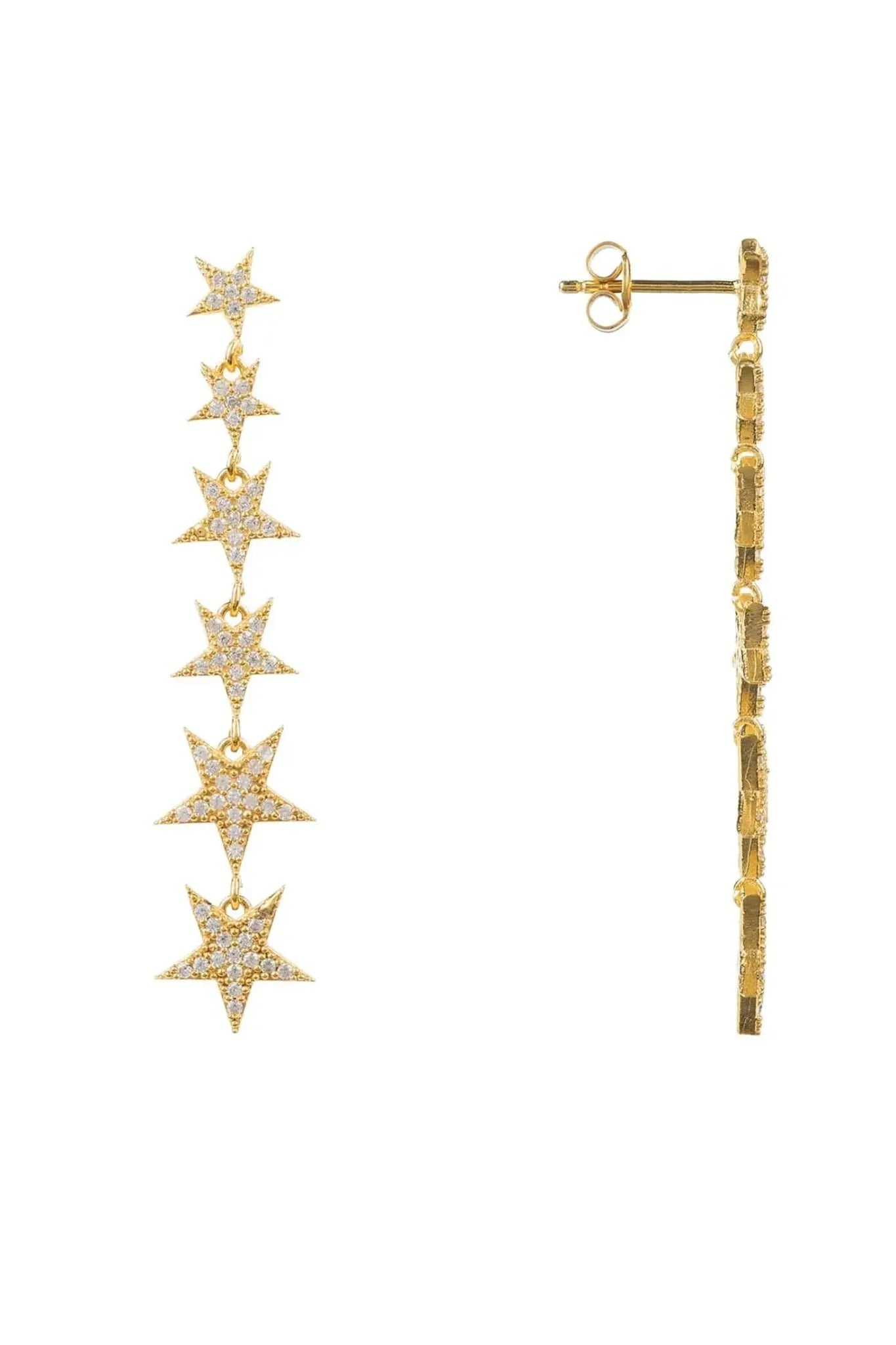 Graduated Star Drop Earrings Gold - LATELITA Earrings