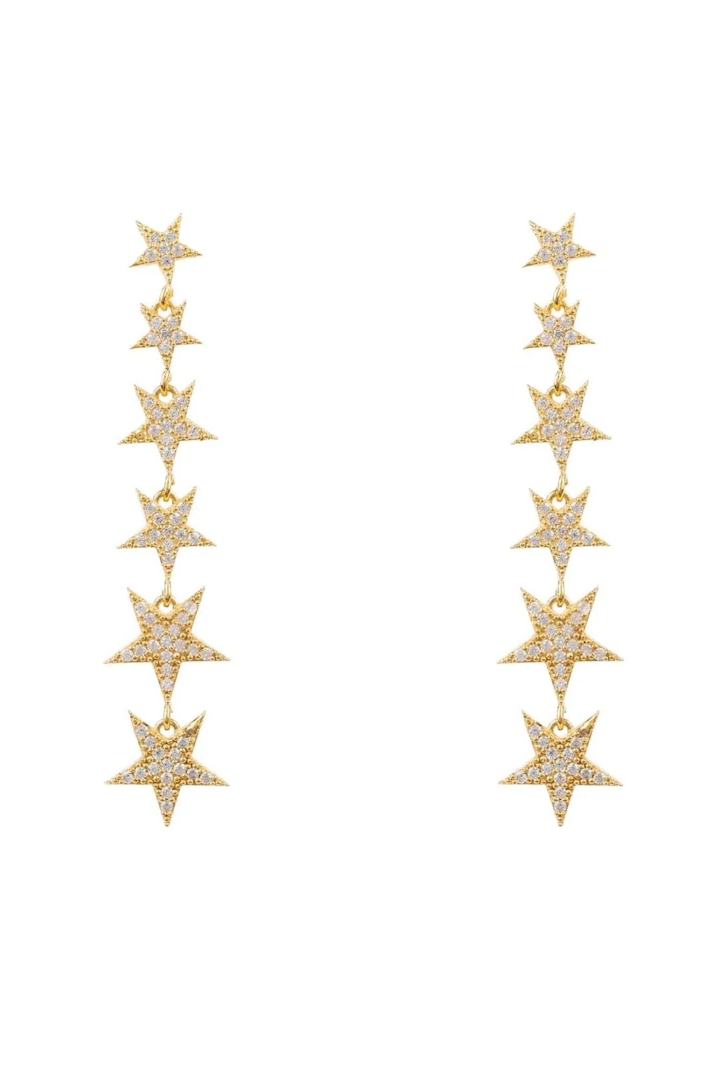 Graduated Star Drop Earrings Gold - LATELITA Earrings