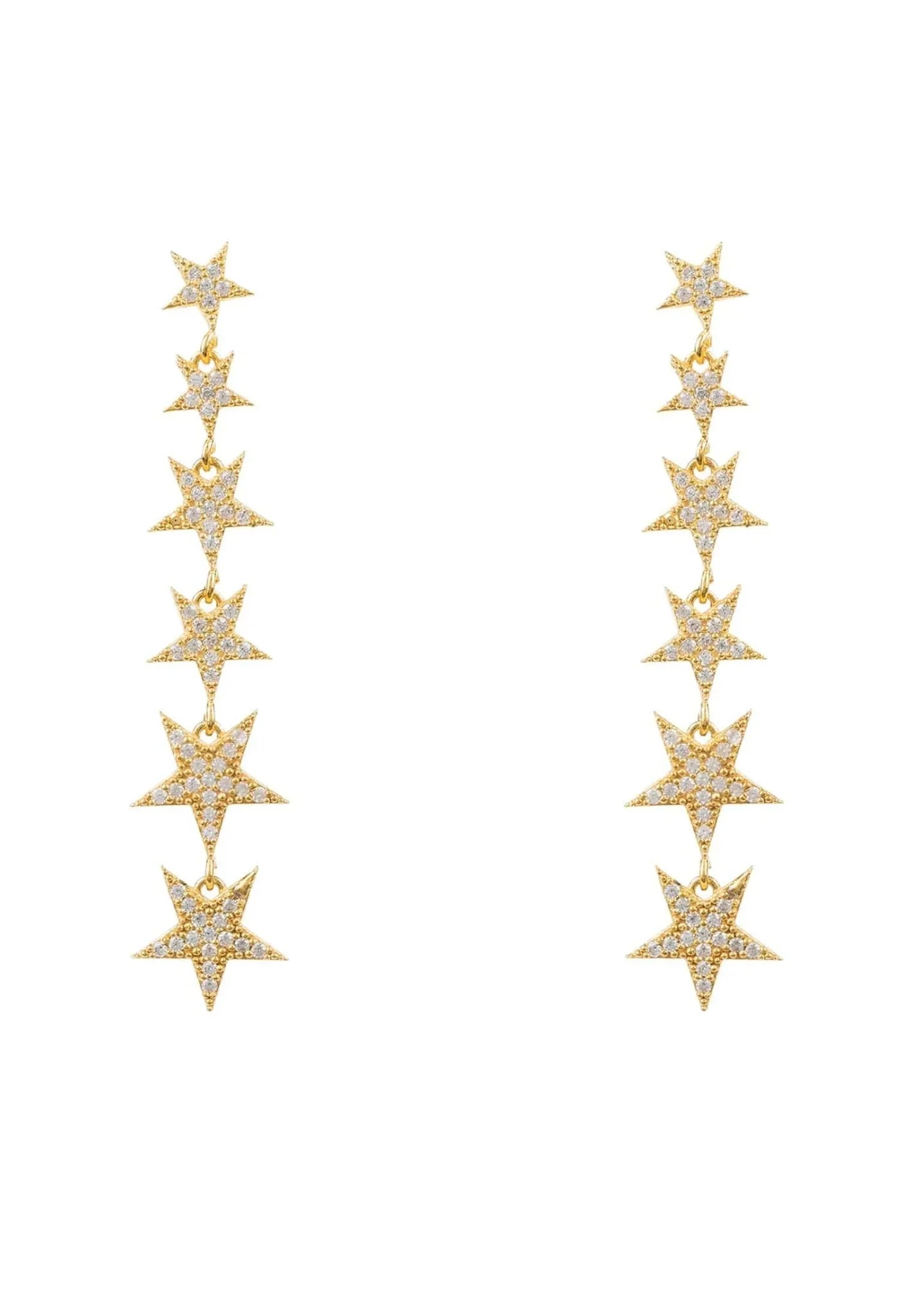 Graduated Star Drop Earrings Gold - LATELITA Earrings