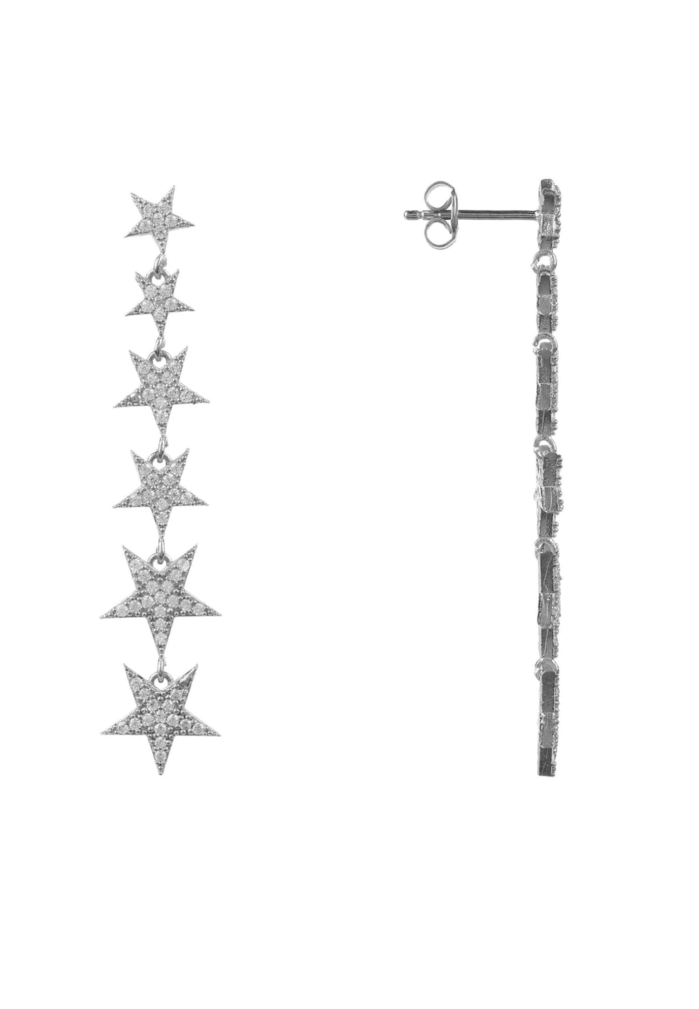 Graduated Star Drop Earrings Sterling Silver - LATELITA Earrings