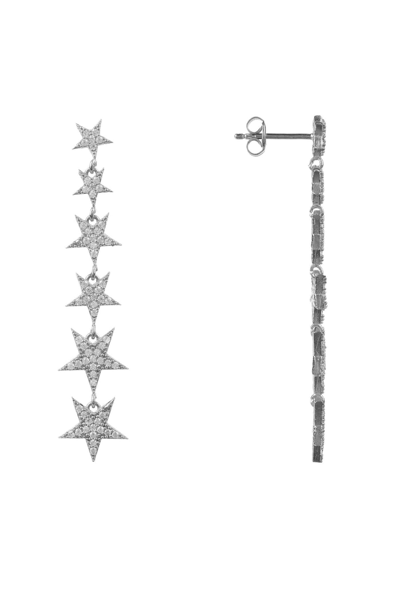 Graduated Star Drop Earrings Sterling Silver - LATELITA Earrings