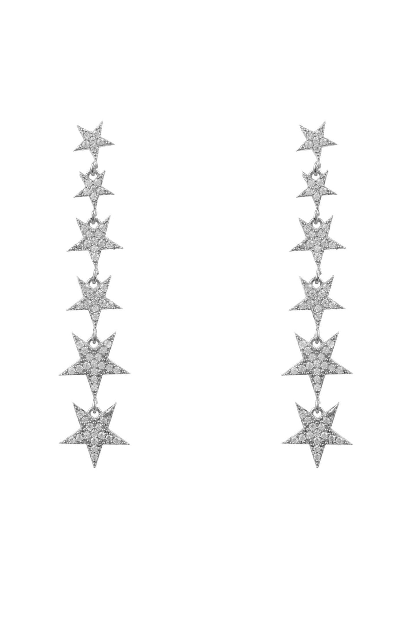 Graduated Star Drop Earrings Sterling Silver - LATELITA Earrings