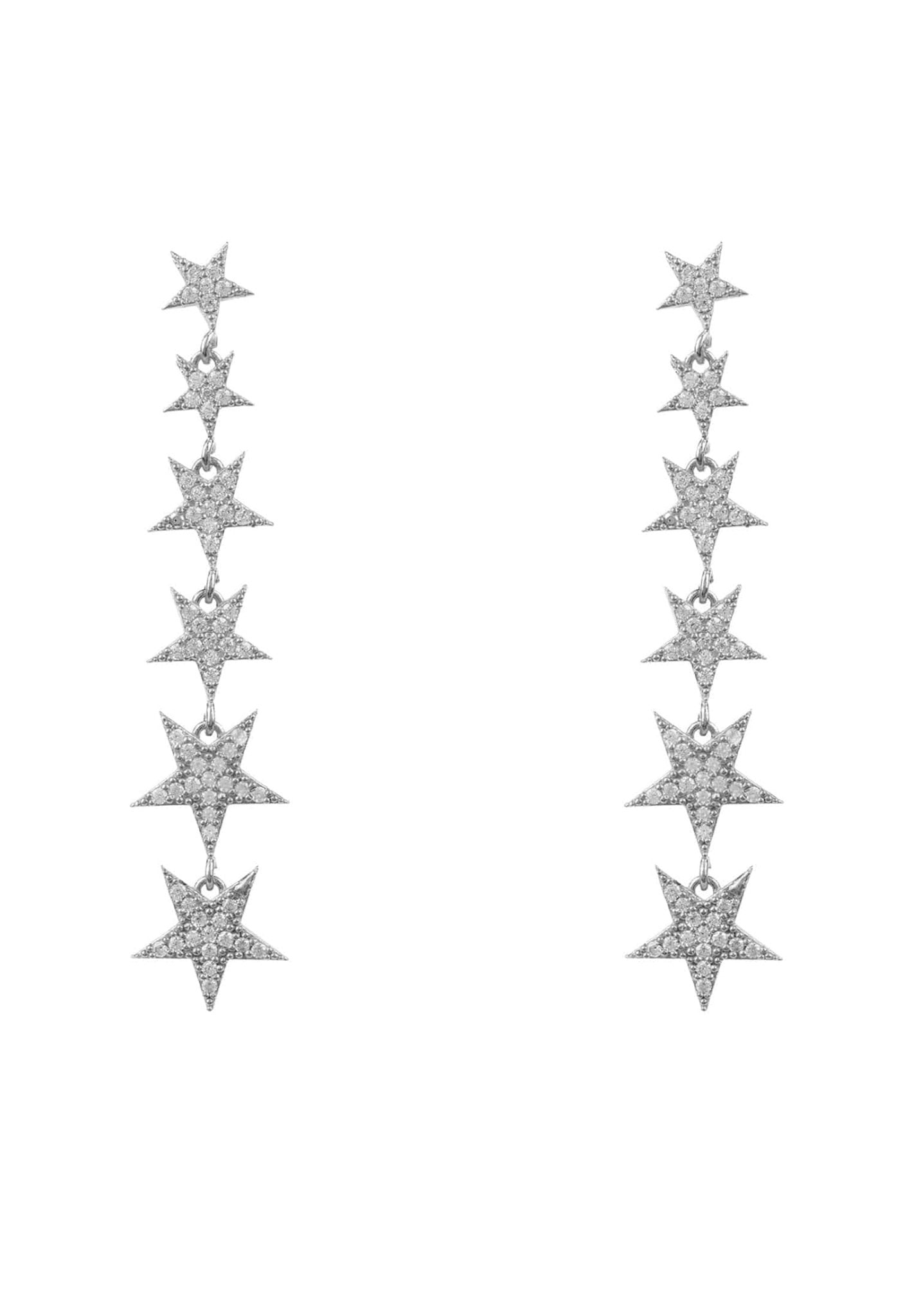 Graduated Star Drop Earrings Sterling Silver - LATELITA Earrings