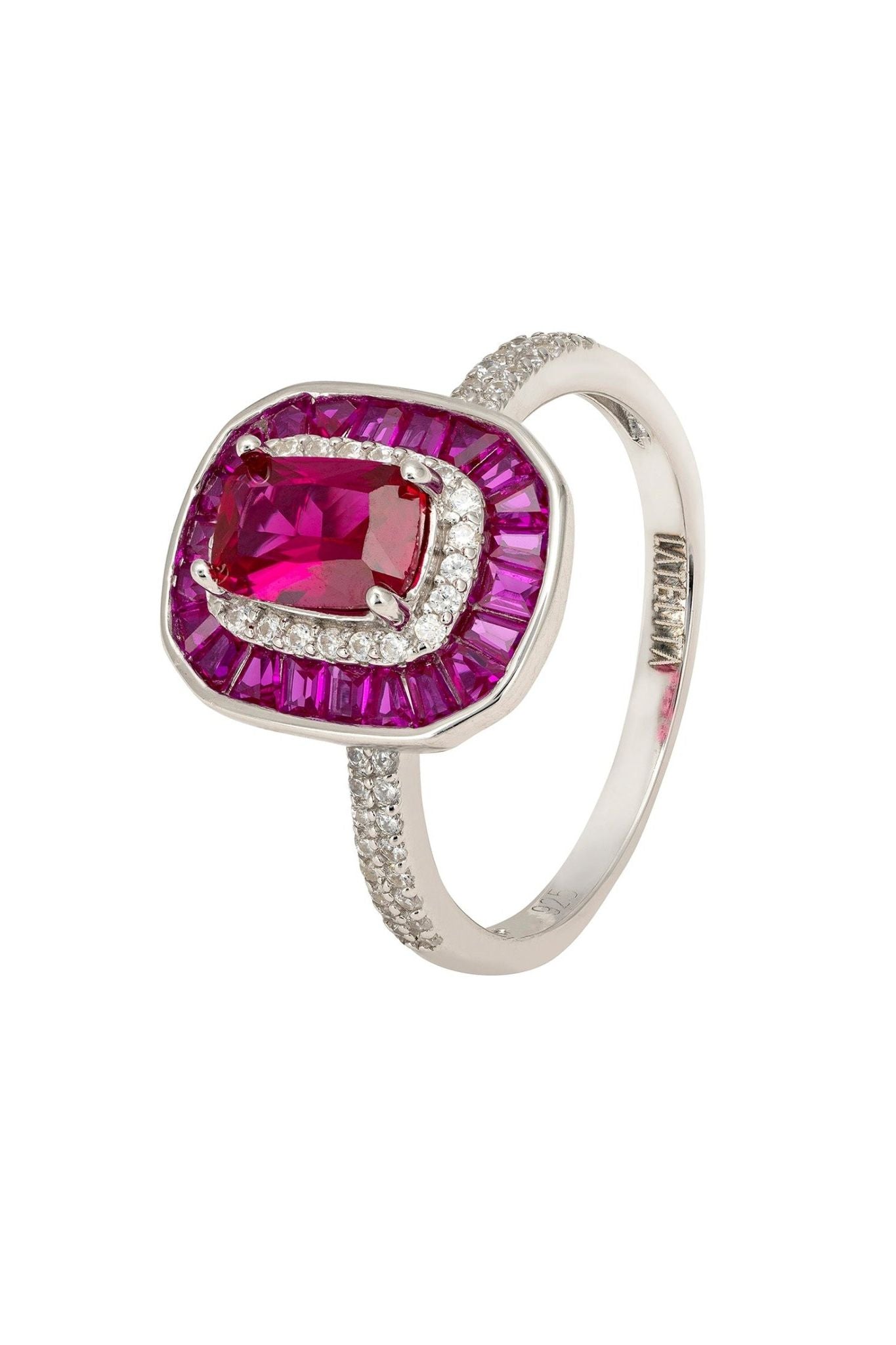 Great Gatsby Cocktail Ring Ruby Silver - LATELITA Rings