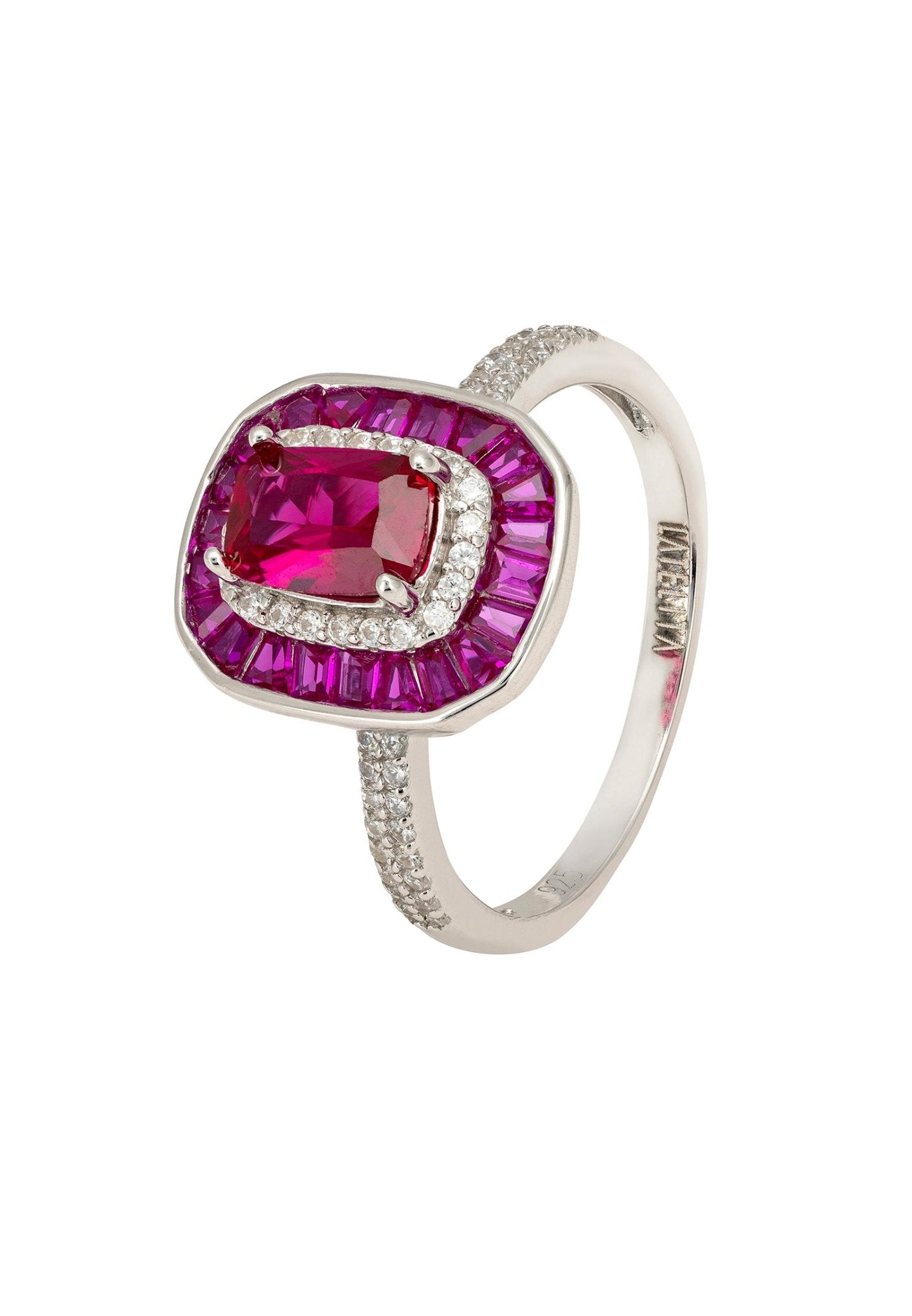Great Gatsby Cocktail Ring Ruby Silver - LATELITA Rings