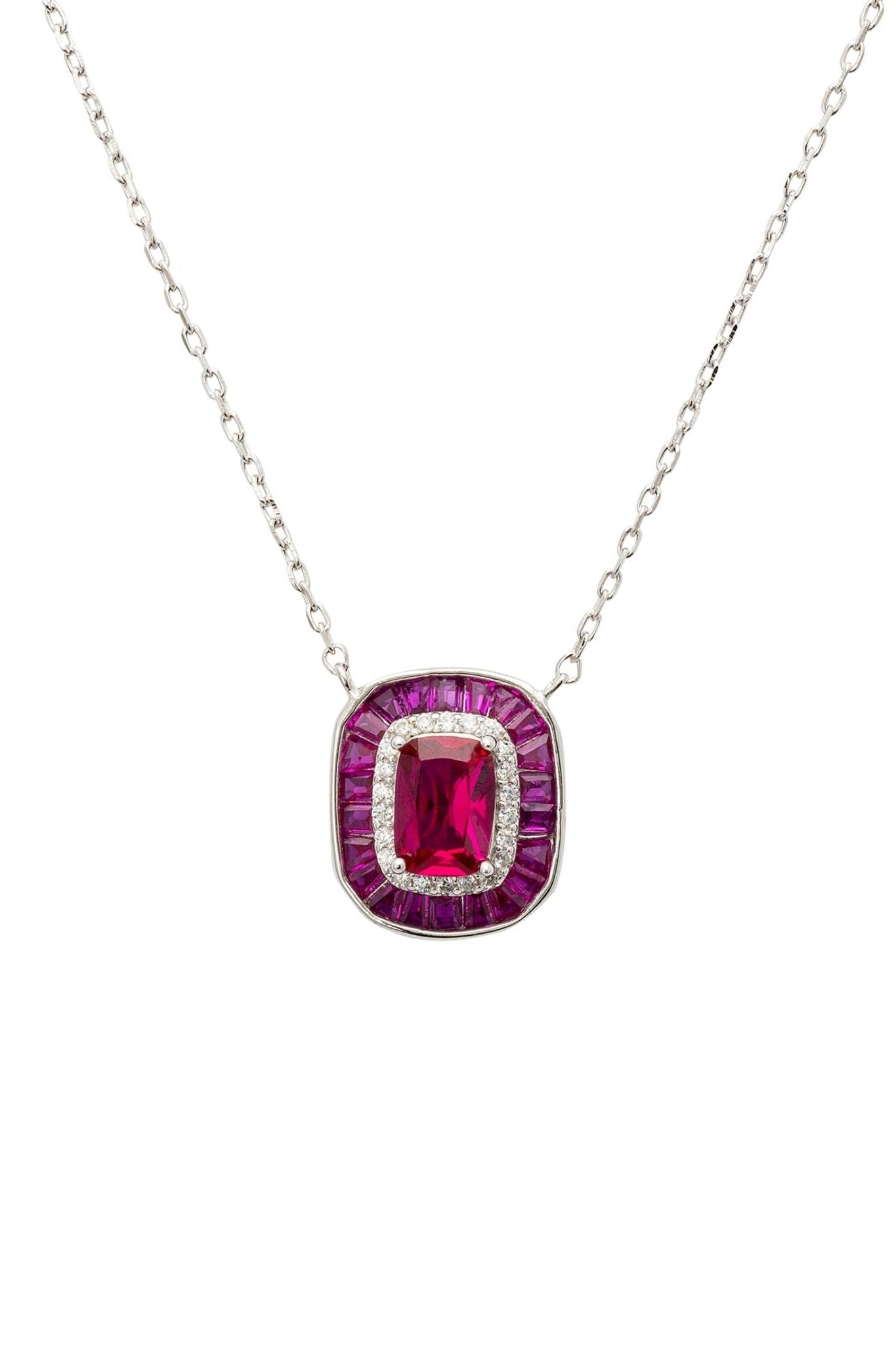Great Gatsby Pendant Necklace Ruby Silver - LATELITA Necklaces