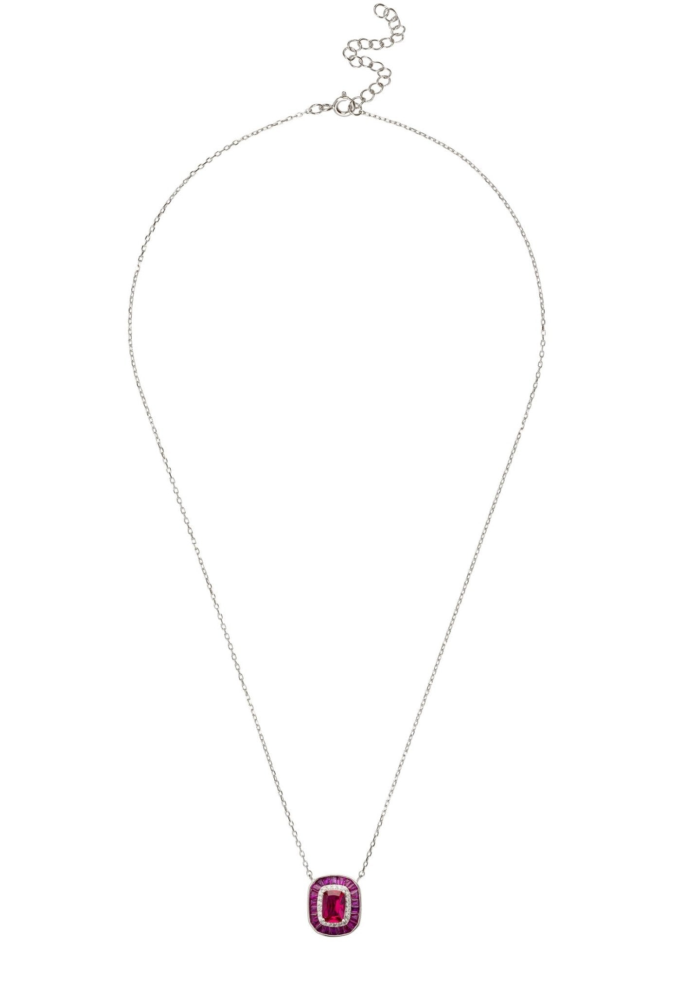 Great Gatsby Pendant Necklace Ruby Silver - LATELITA Necklaces