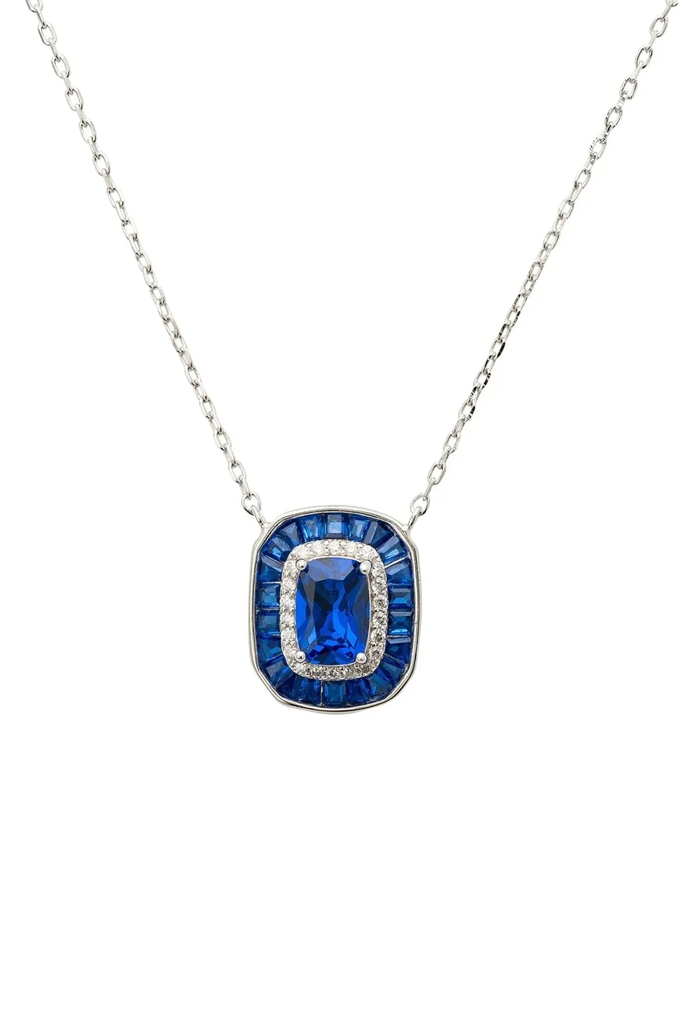 Great Gatsby Pendant Necklace Sapphire Silver - LATELITA Necklaces