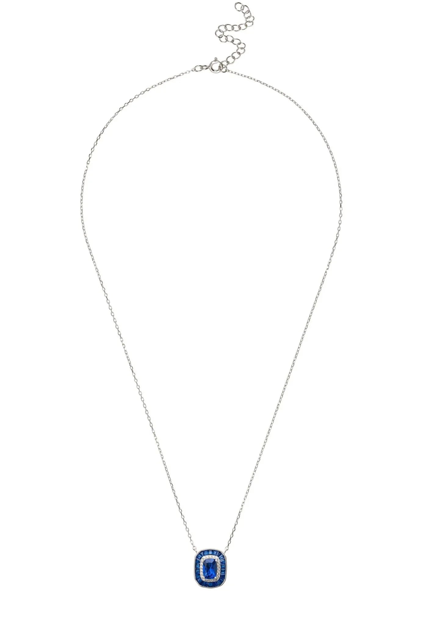 Great Gatsby Pendant Necklace Sapphire Silver - LATELITA Necklaces