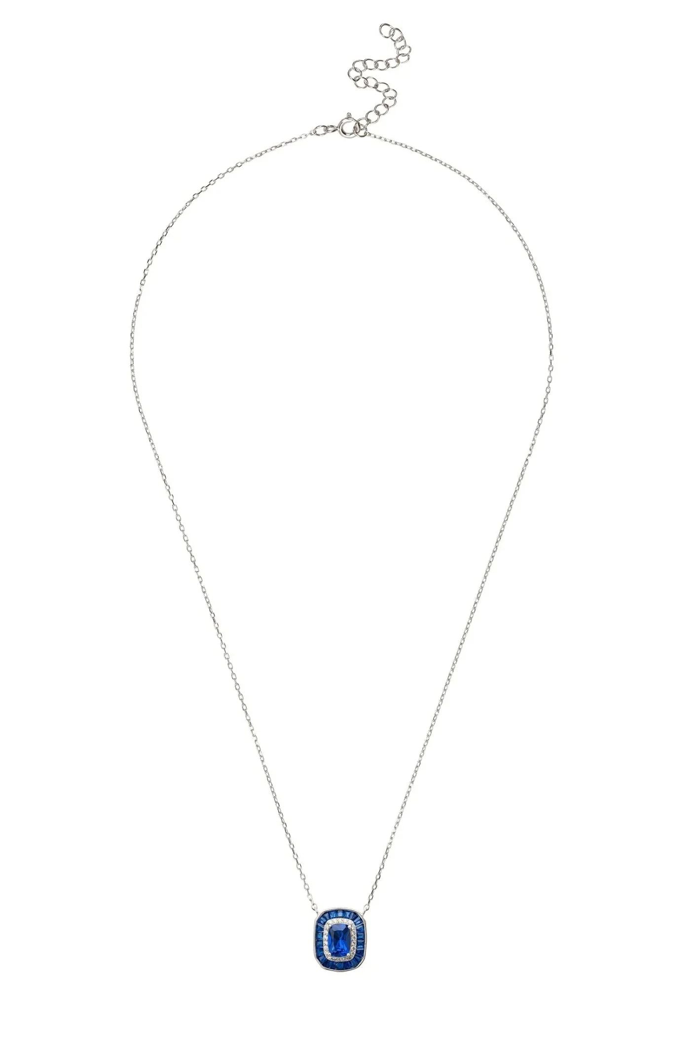Great Gatsby Pendant Necklace Sapphire Silver - LATELITA Necklaces