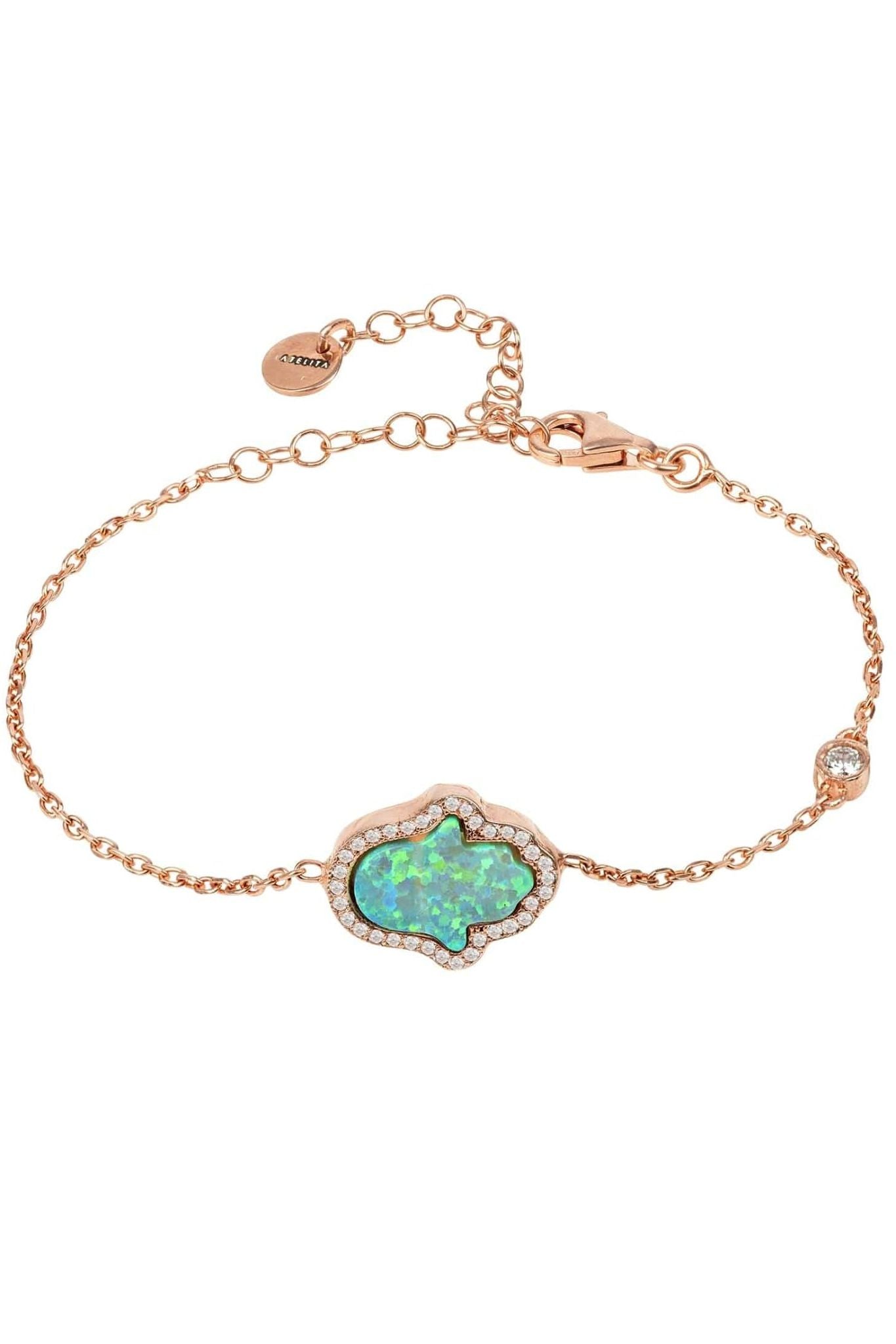 Hamsa Opalite Green Bracelet Rosegold - LATELITA Bracelets