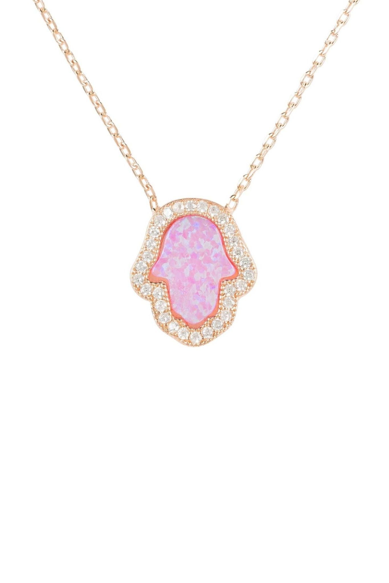 Hamsa Opalite Necklace Pink Rosegold - LATELITA Necklaces