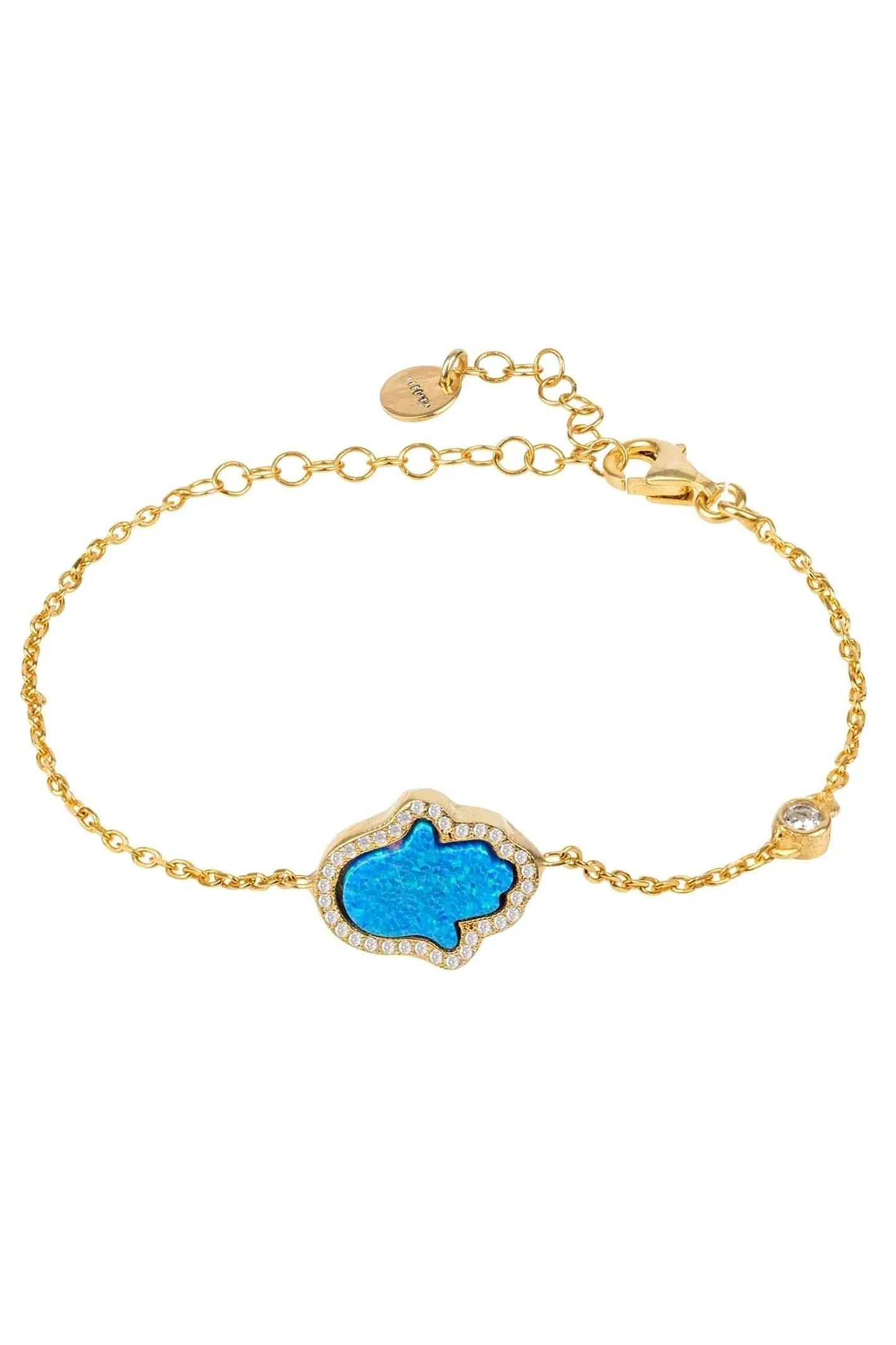 Hamsa Opalite Turquoise Blue Bracelet Gold - LATELITA Bracelets