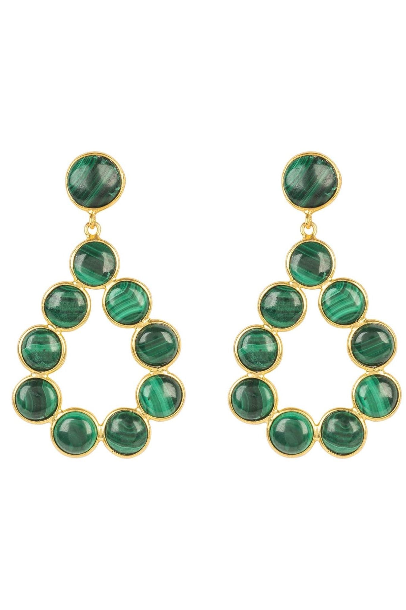 Hatun Gemstone Statement Earrings Gold Malachite - LATELITA Earrings