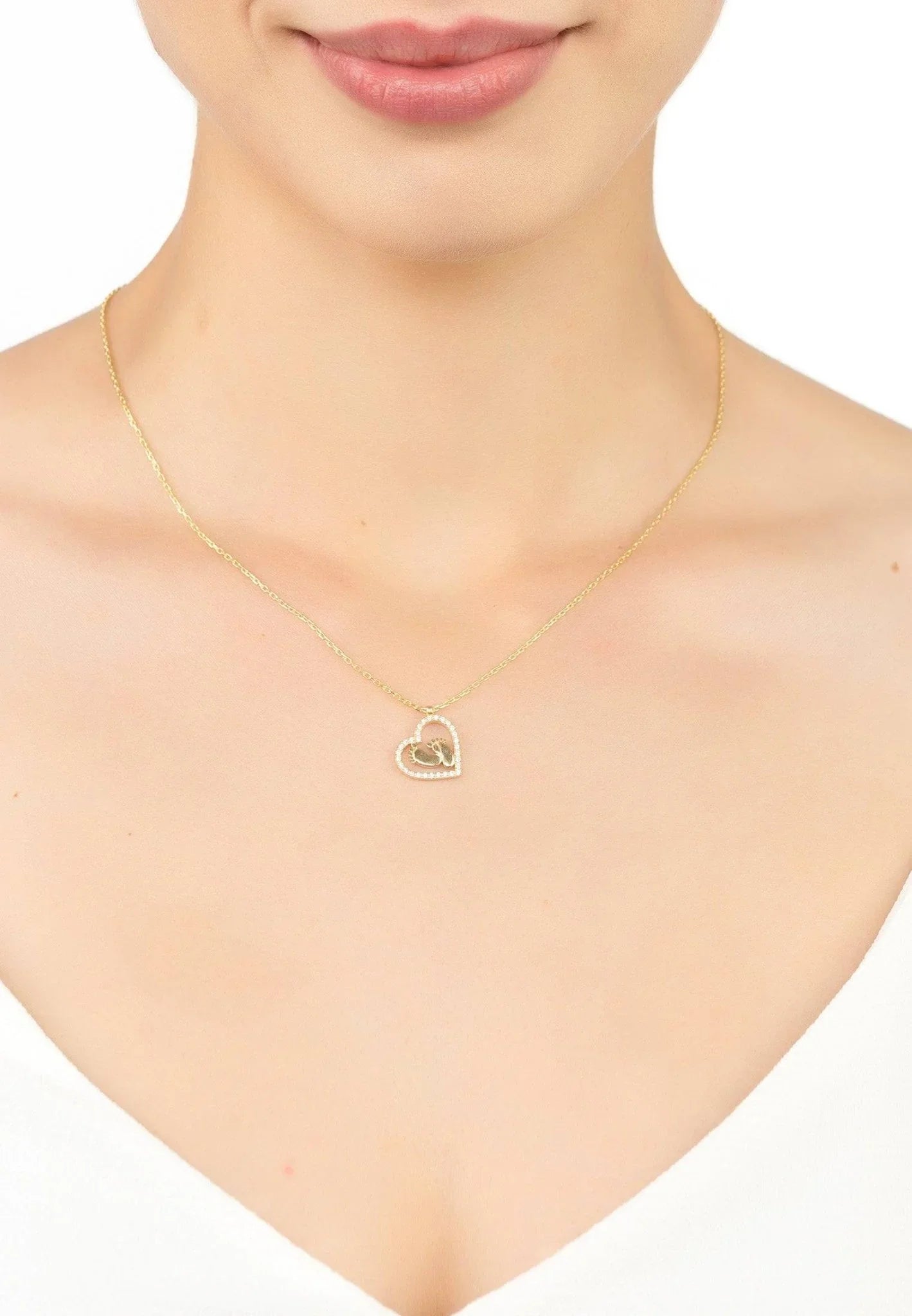 Heart Mum Pendant Necklace Gold - LATELITA Necklaces
