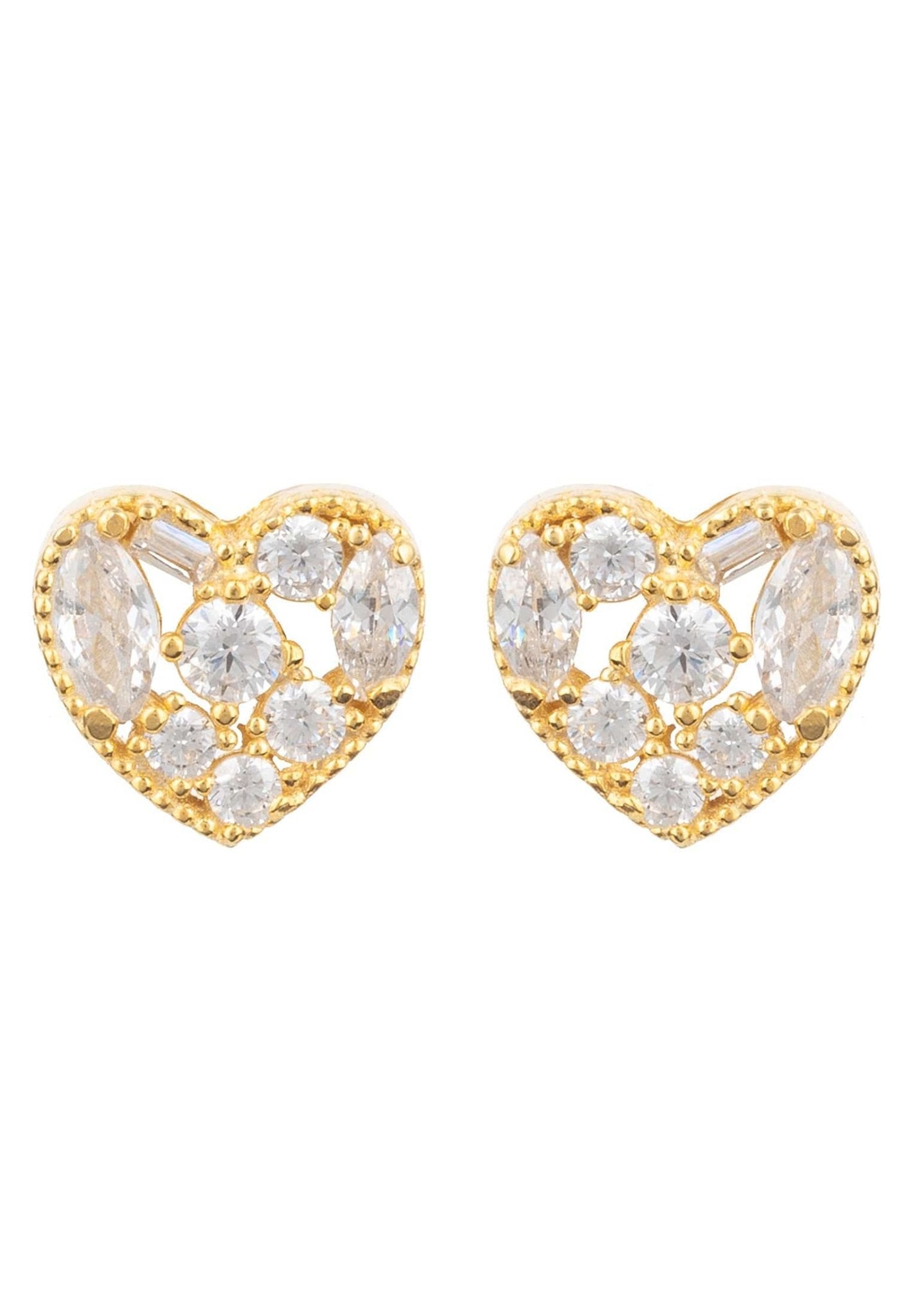 Heart Sparkling Stud Earrings Gold - LATELITA Earrings