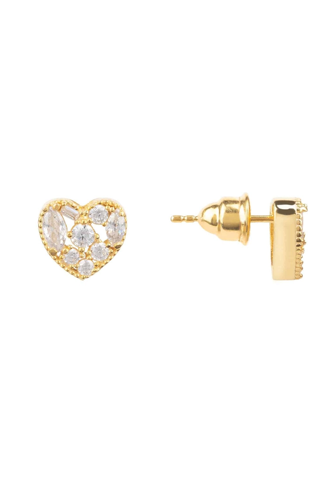 Heart Sparkling Stud Earrings Gold - LATELITA Earrings