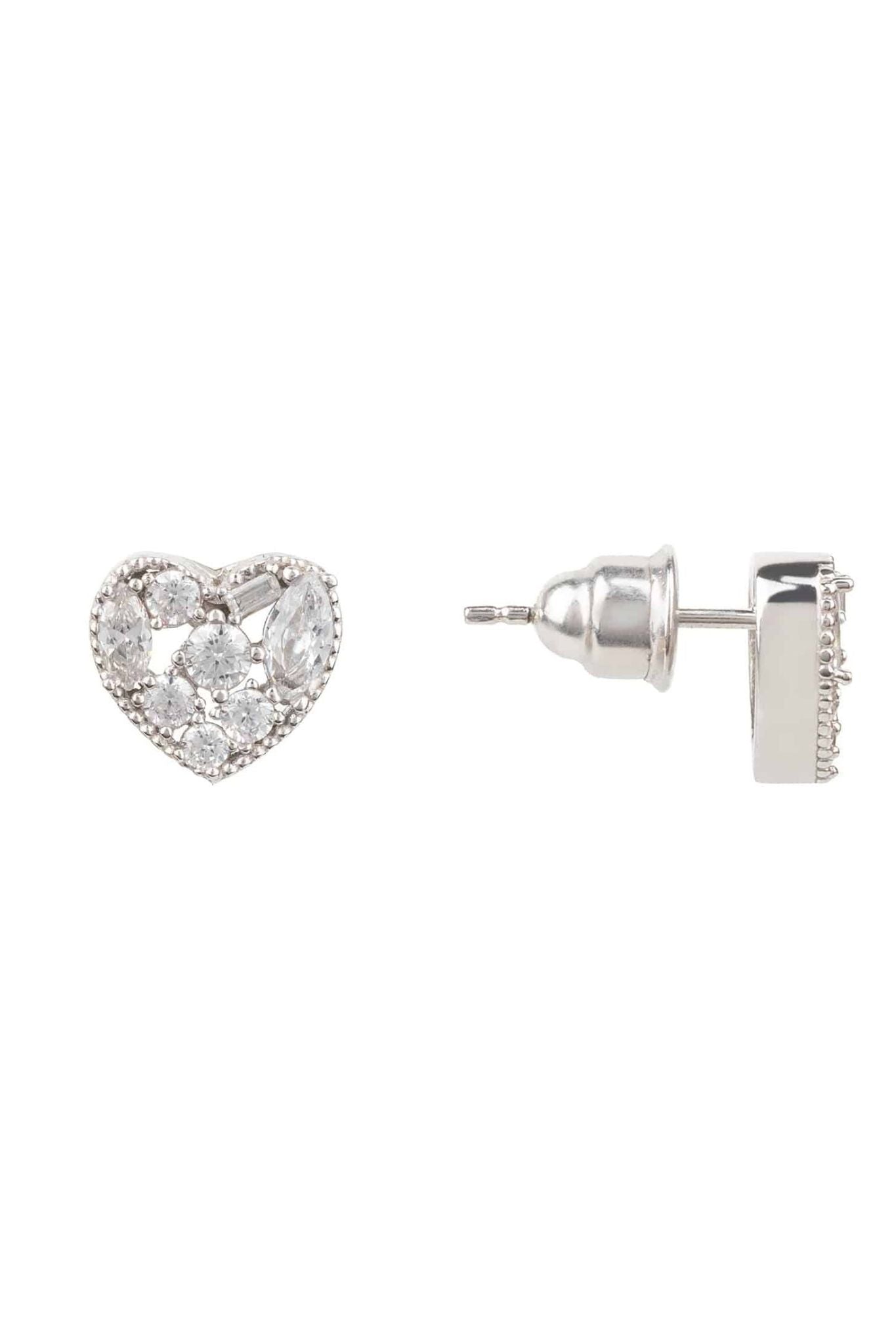 Heart Sparkling Stud Earrings Silver - LATELITA Earrings