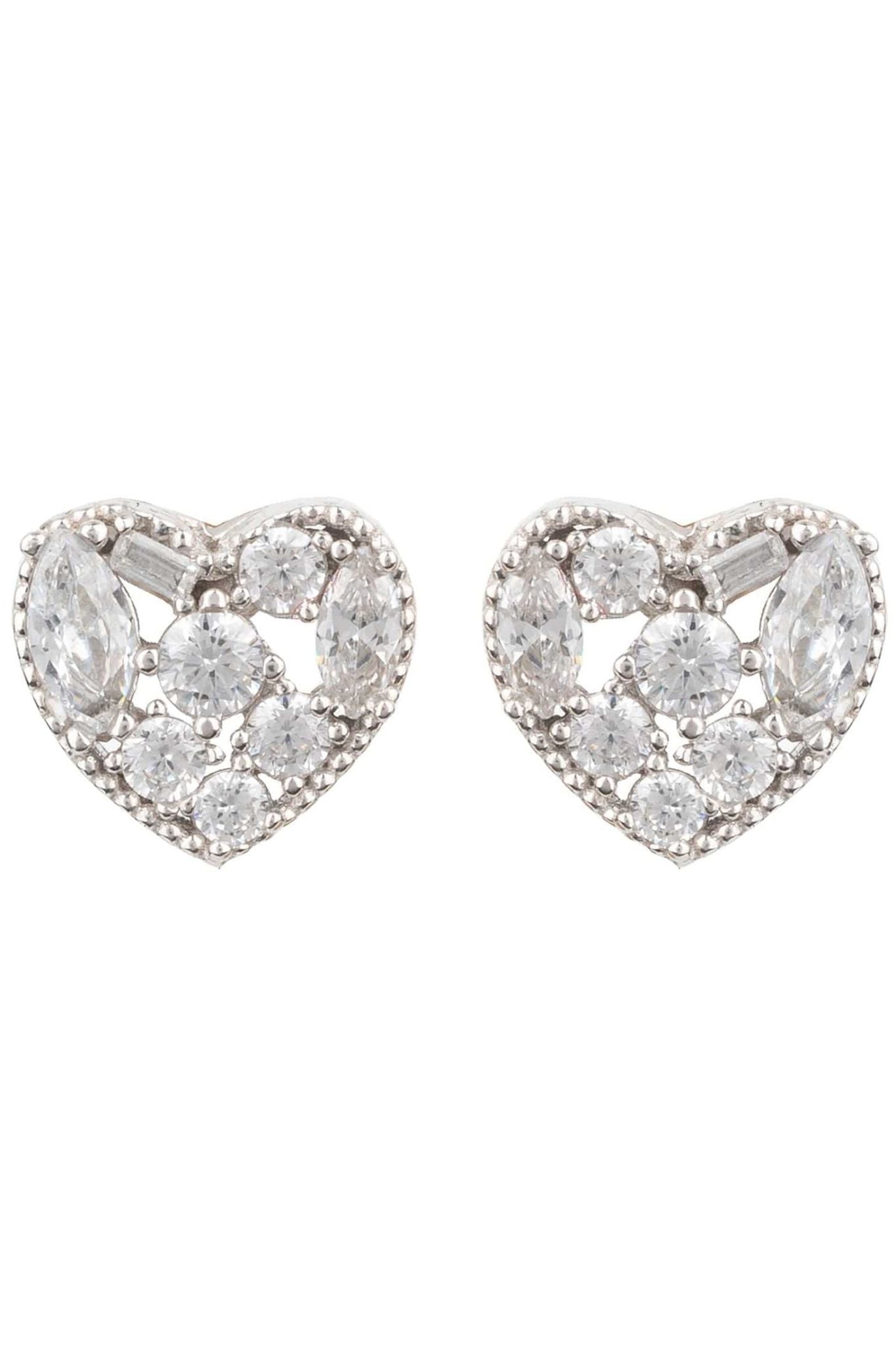 Heart Sparkling Stud Earrings Silver - LATELITA Earrings