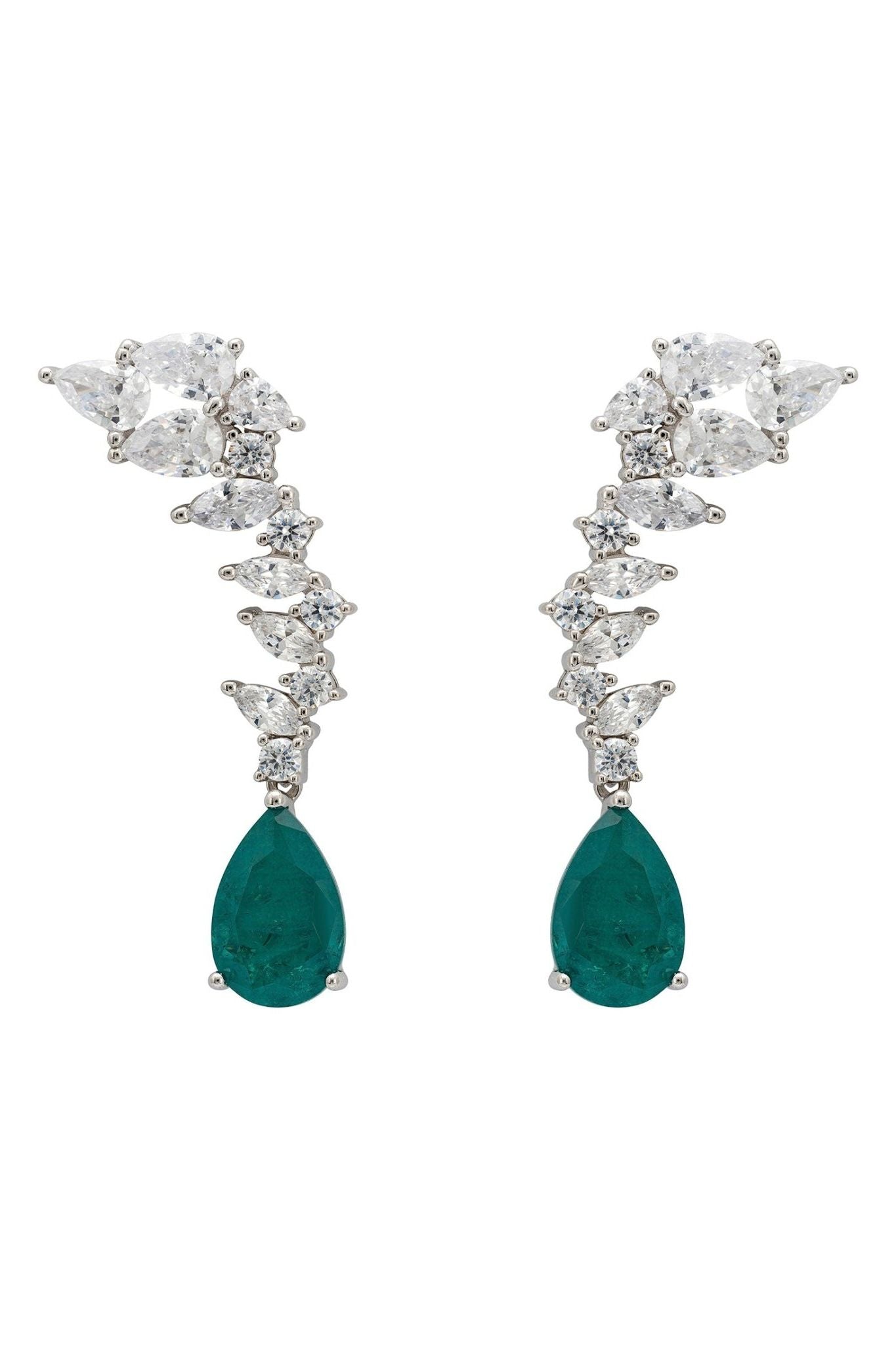 Henriette Teardrop Earrings Emerald Silver - LATELITA Earrings