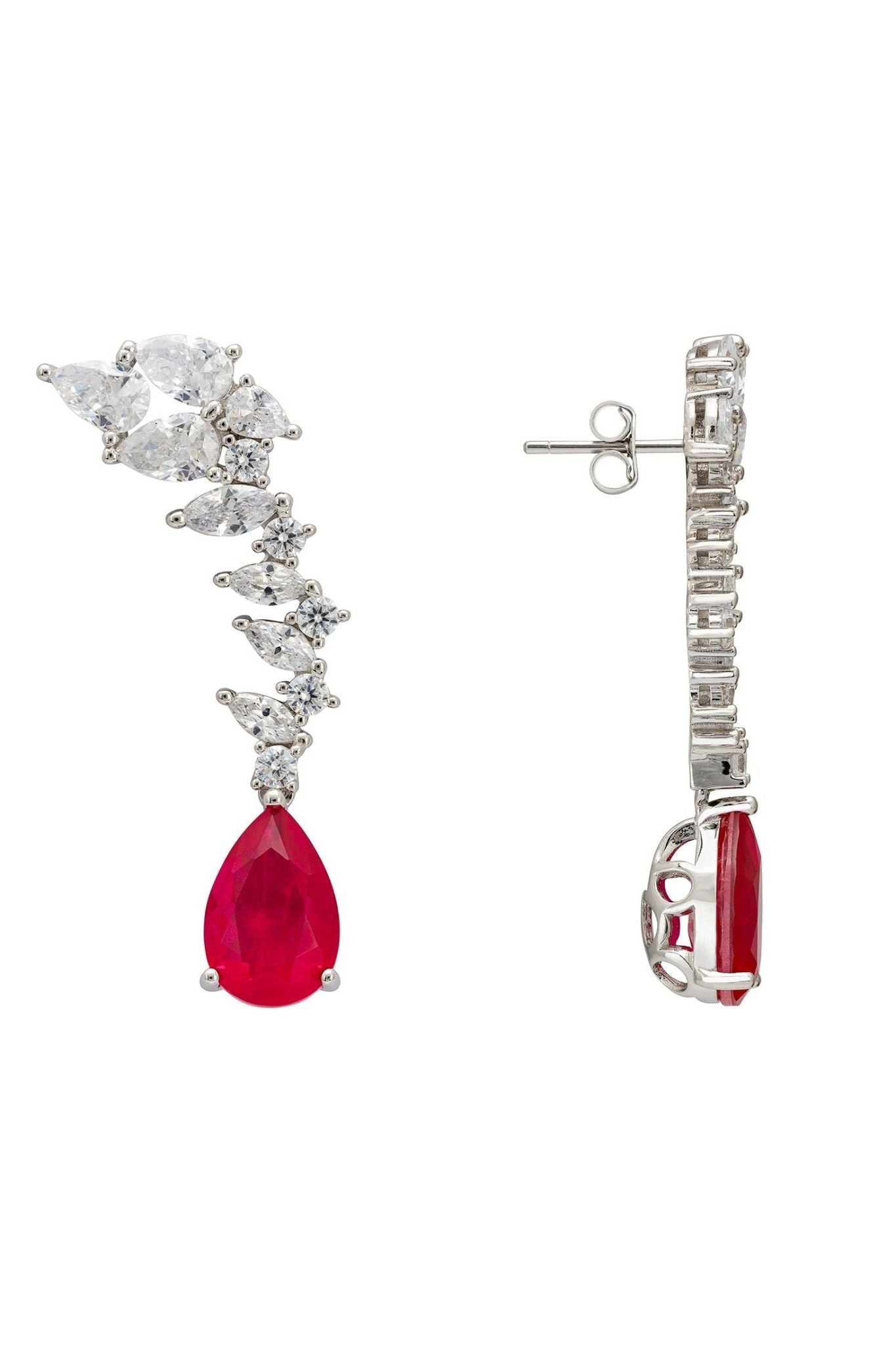 Henriette Teardrop Earrings Pink Tourmaline Silver - LATELITA Earrings