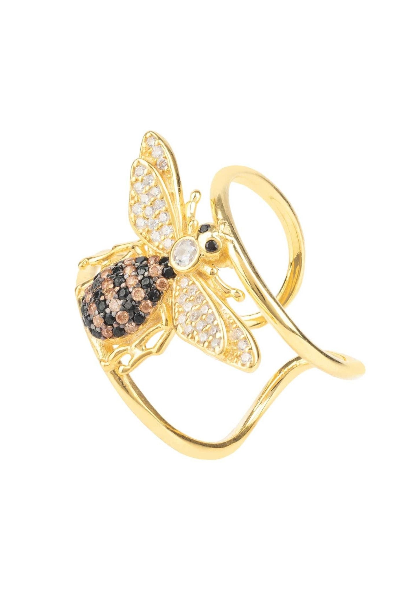 Honey Bee Cocktail Ring Adjustable Gold - LATELITA Rings