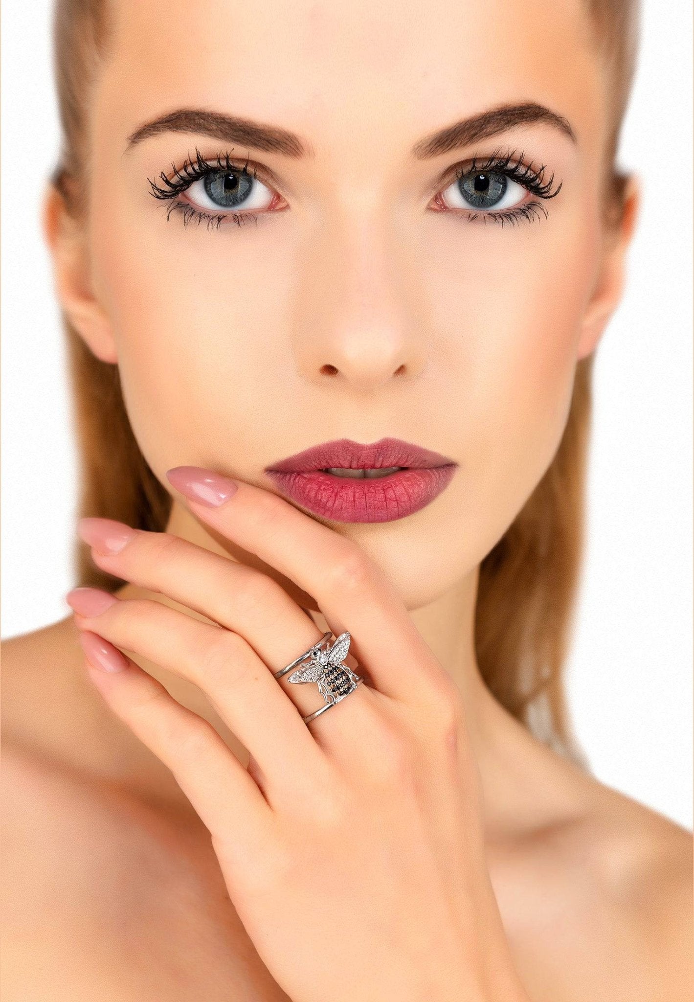 Honey Bee Cocktail Ring Adjustable Silver - LATELITA Rings