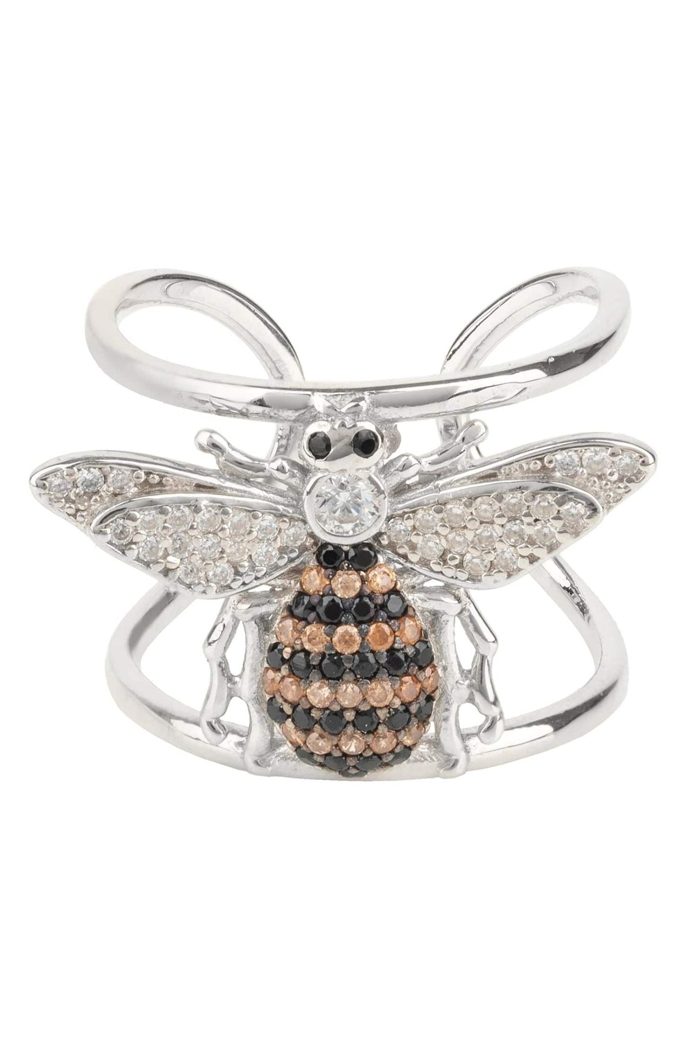 Honey Bee Cocktail Ring Adjustable Silver - LATELITA Rings