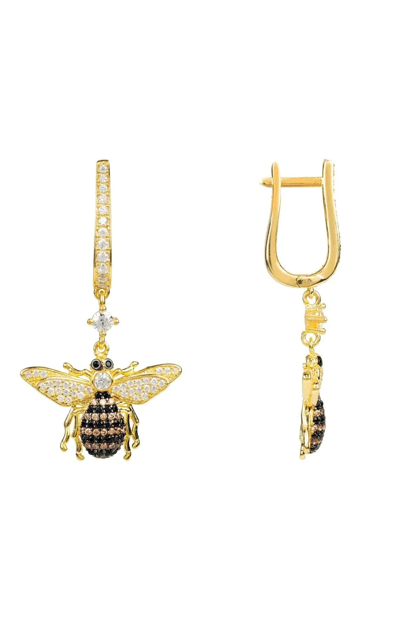 Honey Bee Drop Earrings Gold - LATELITA Earrings