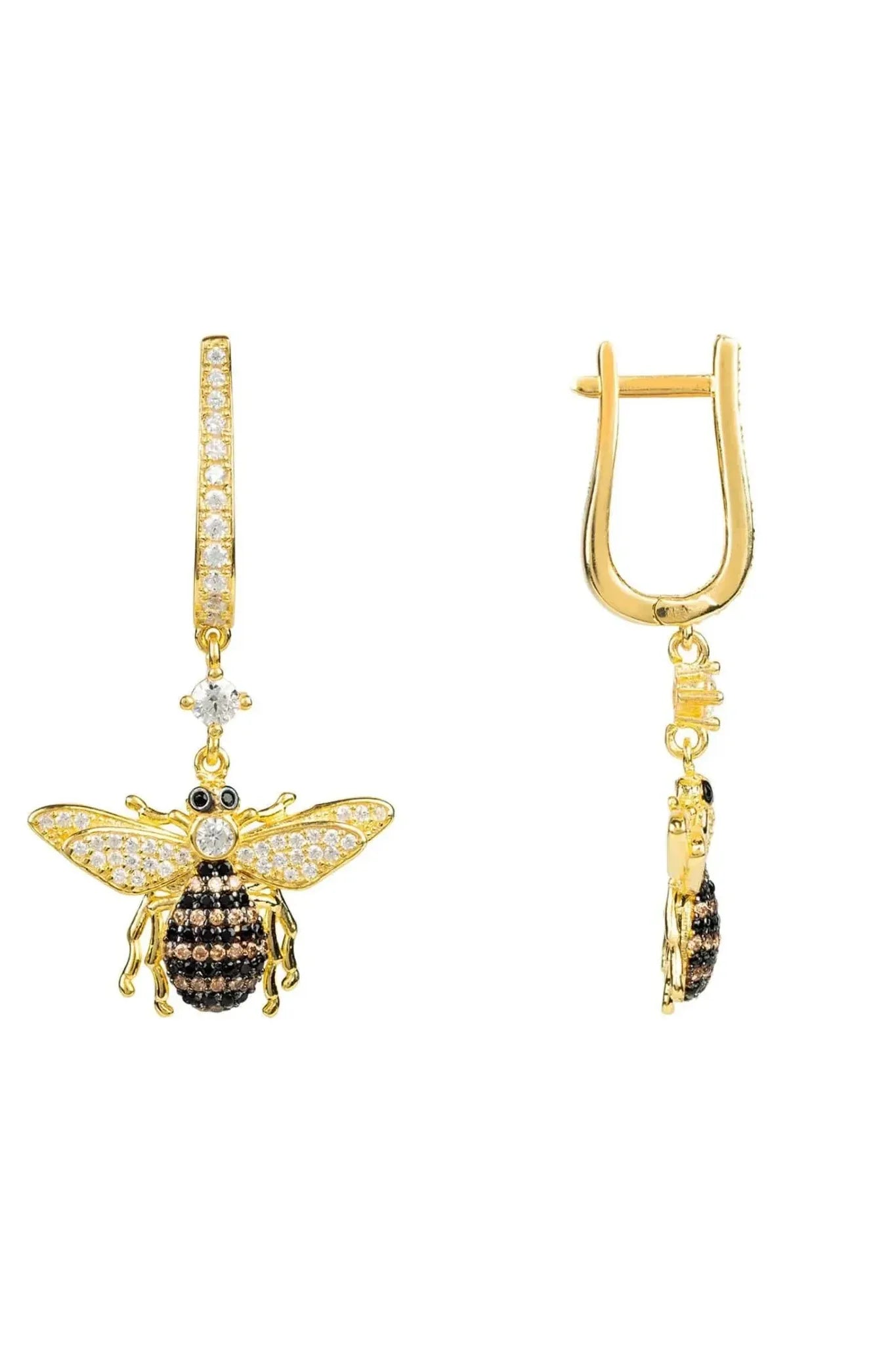 Honey Bee Drop Earrings Gold - LATELITA Earrings