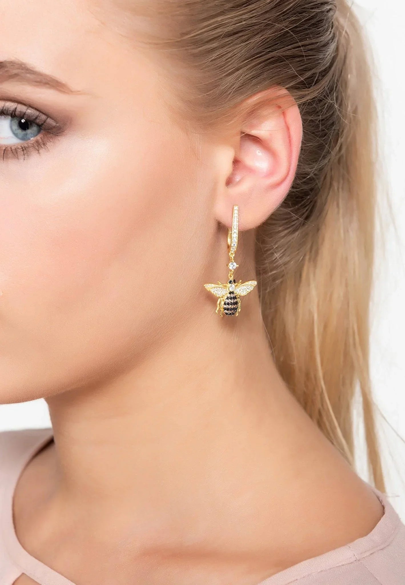 Honey Bee Drop Earrings Gold - LATELITA Earrings