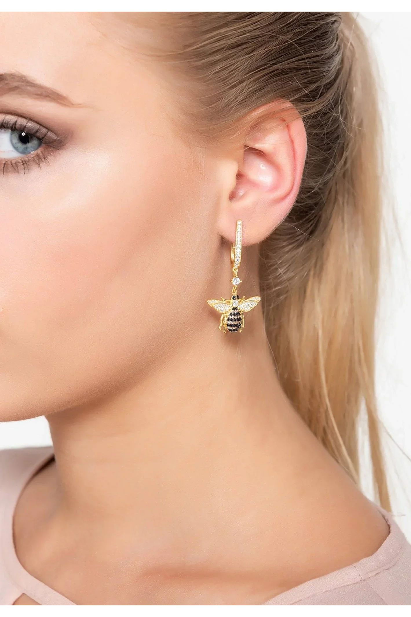 Honey Bee Drop Earrings Gold - LATELITA Earrings