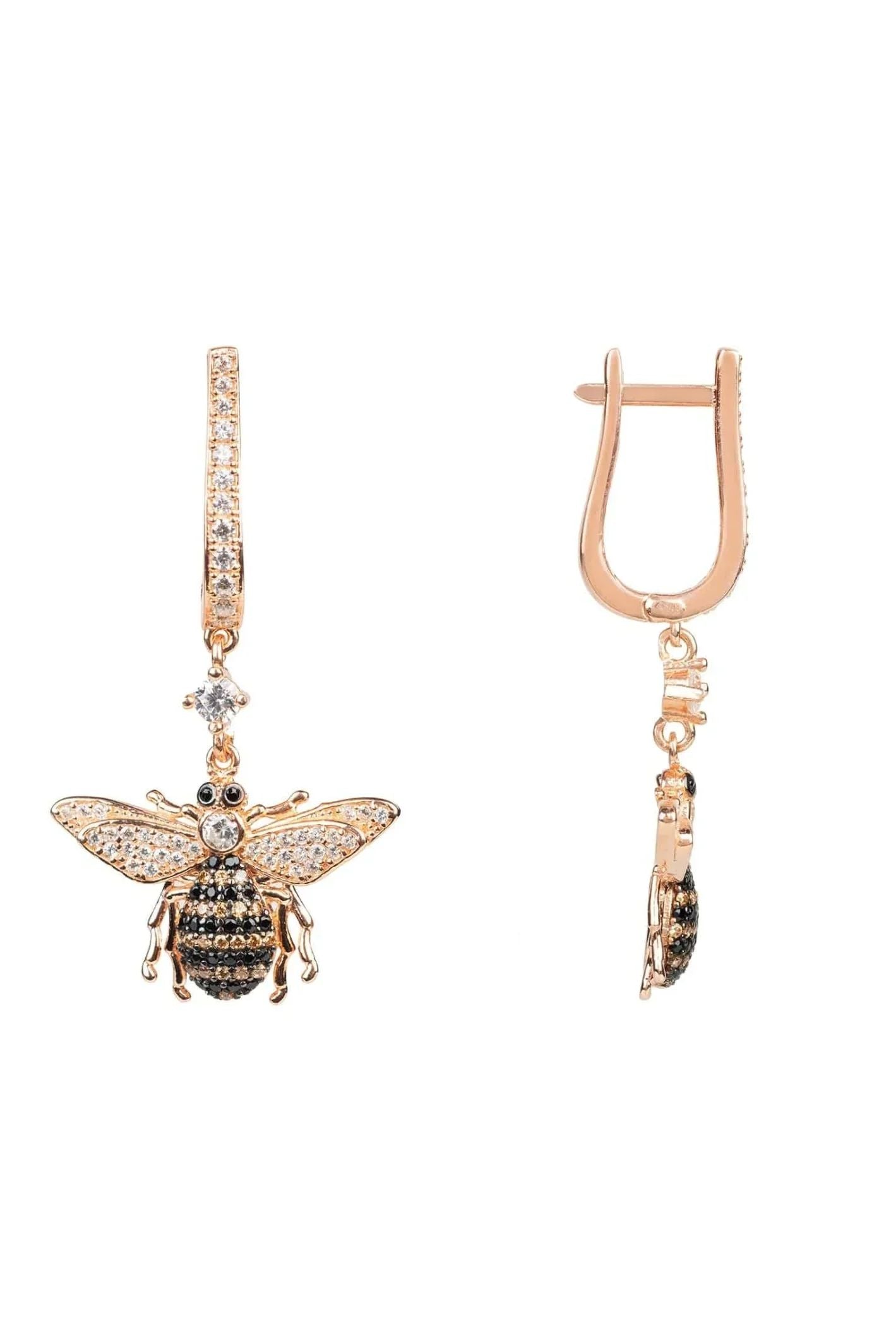 Honey Bee Drop Earrings Rosegold - LATELITA Earrings