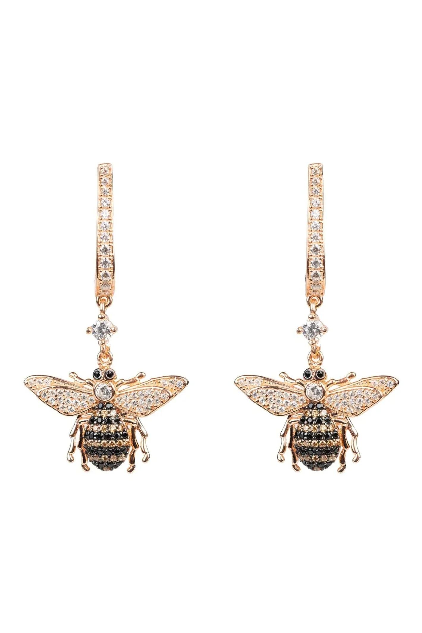 Honey Bee Drop Earrings Rosegold - LATELITA Earrings