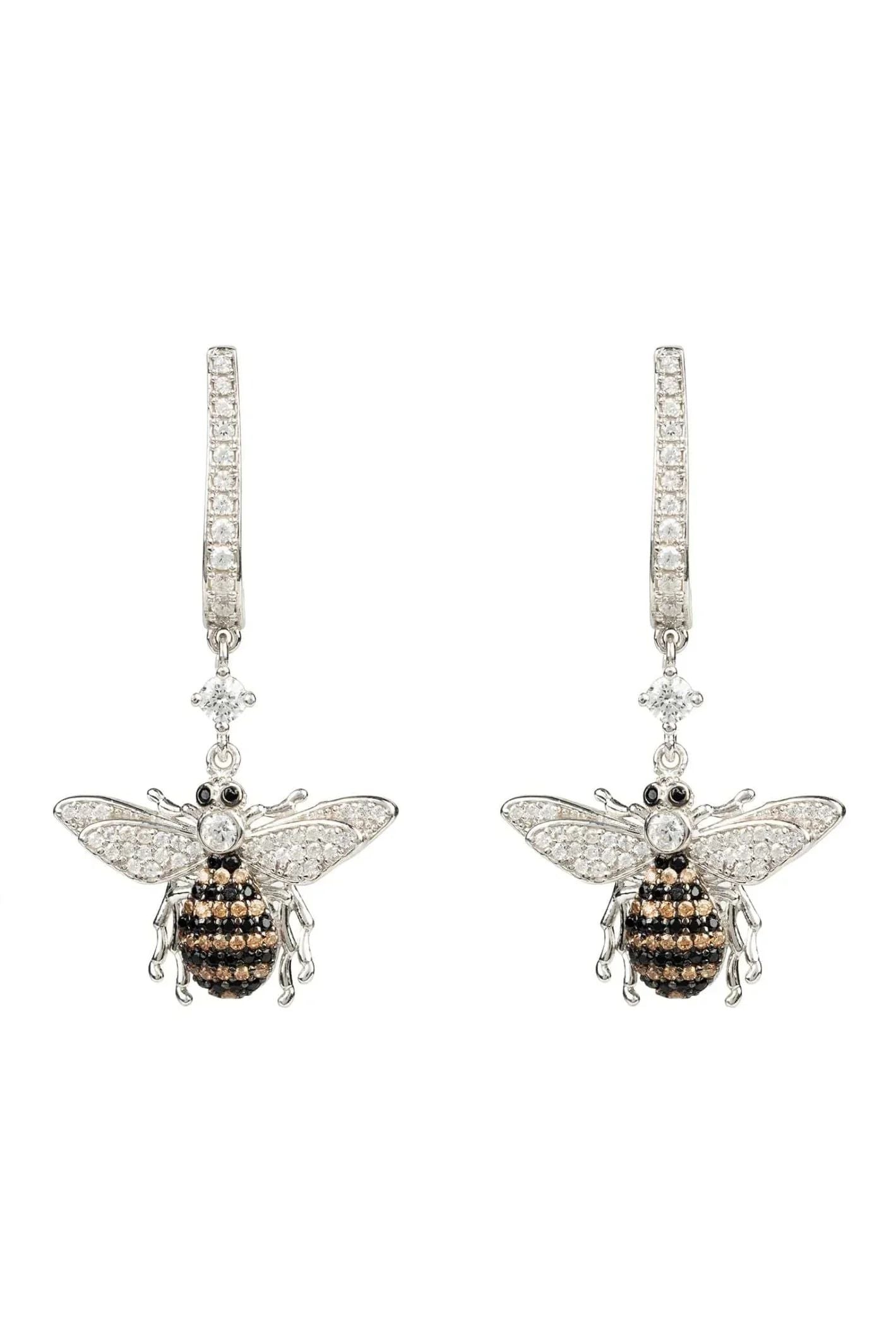 Honey Bee Drop Earrings Silver - LATELITA Earrings