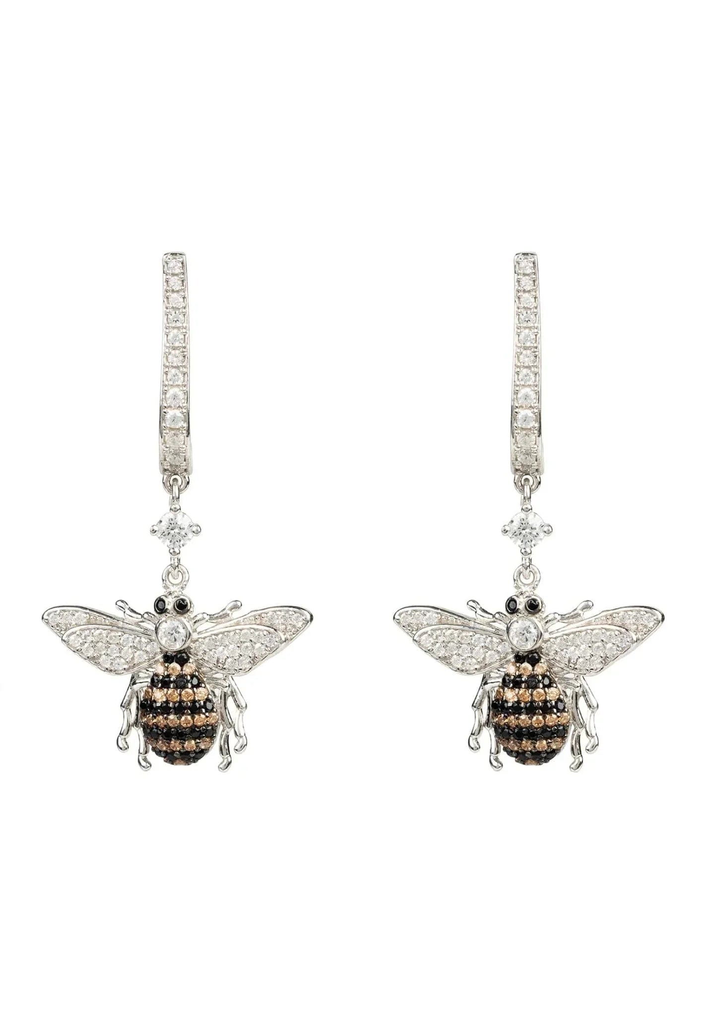 Honey Bee Drop Earrings Silver - LATELITA Earrings