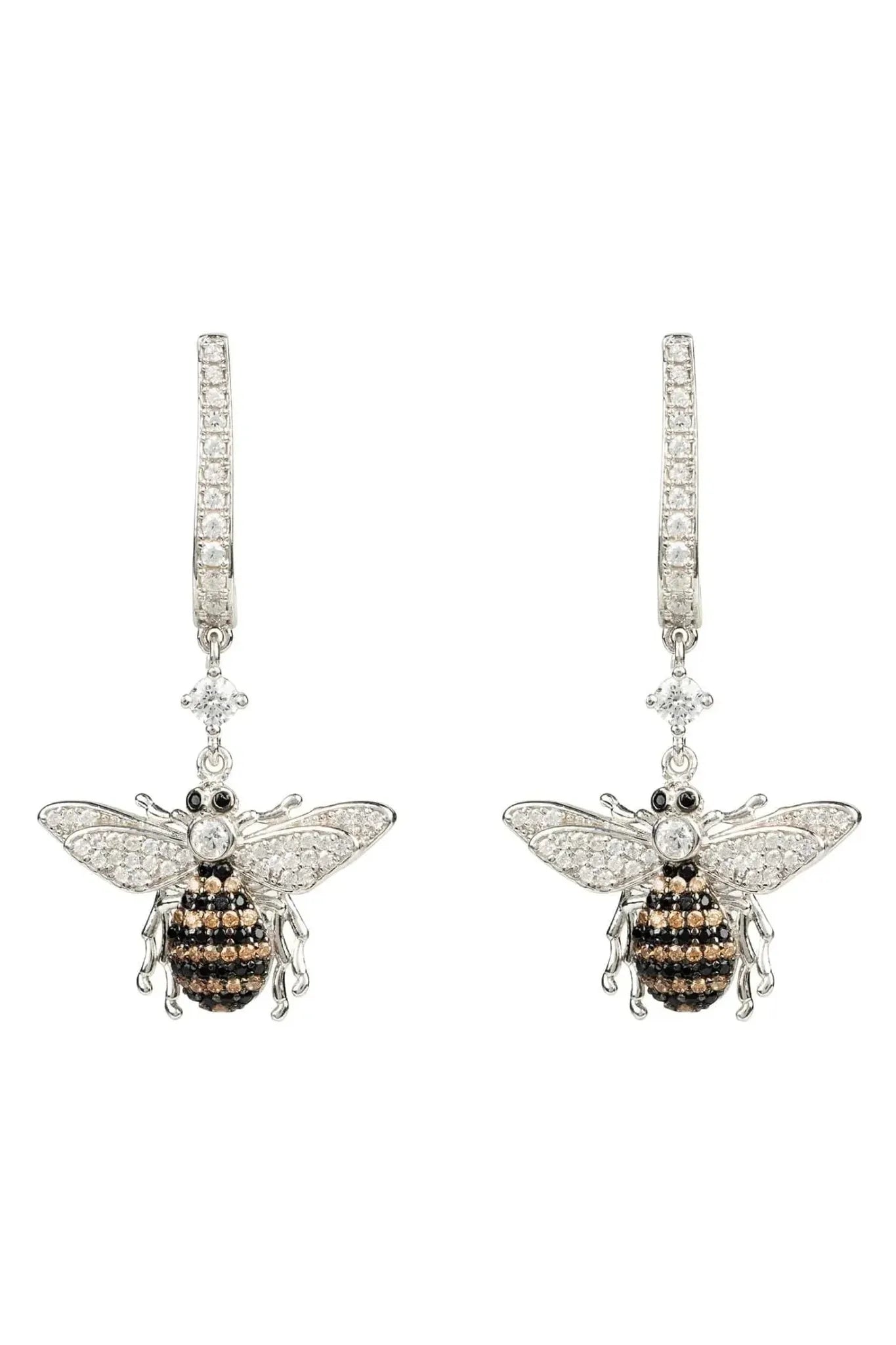 Honey Bee Drop Earrings Silver - LATELITA Earrings