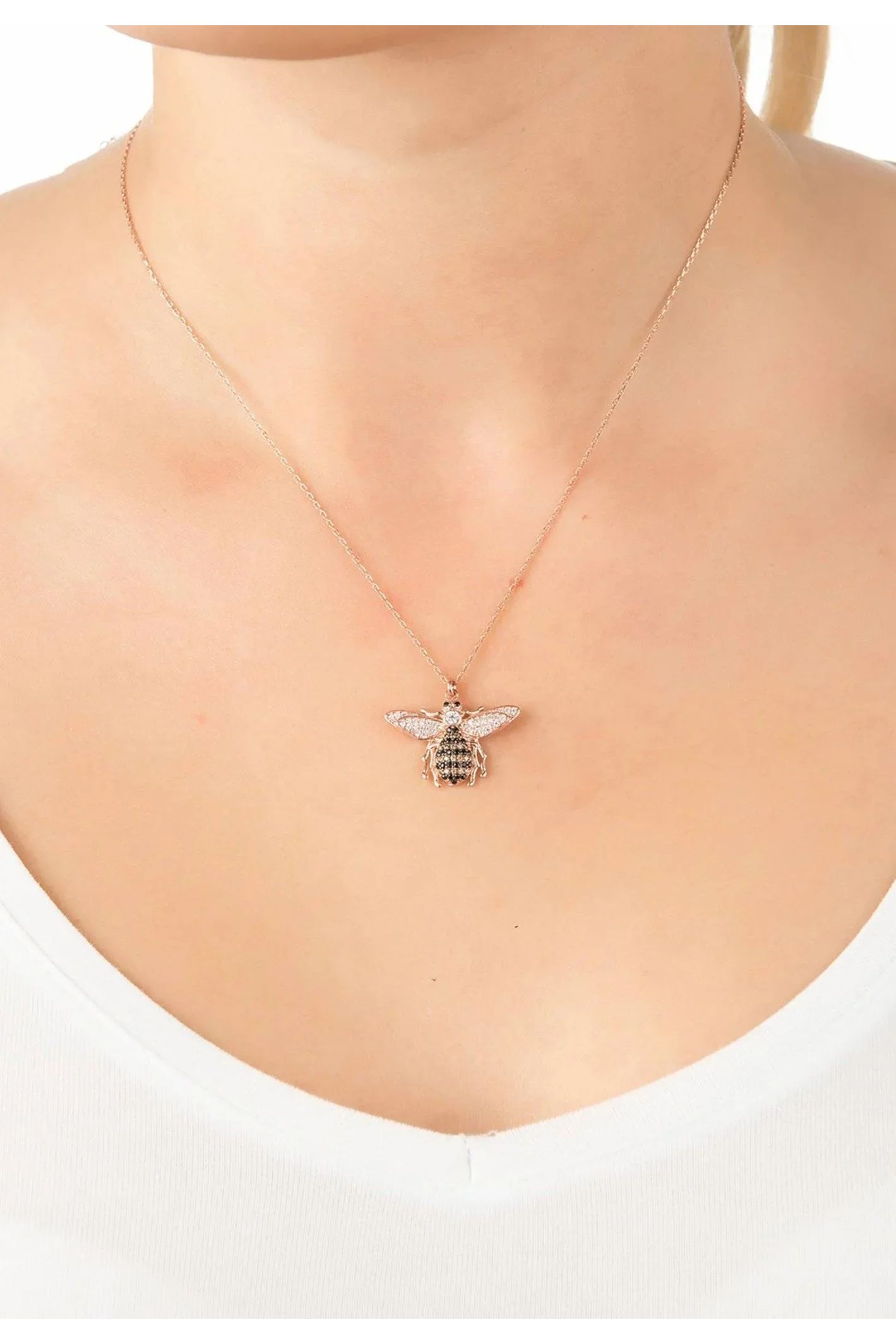 Honey Bee Pendant Necklace Silver - LATELITA Necklaces