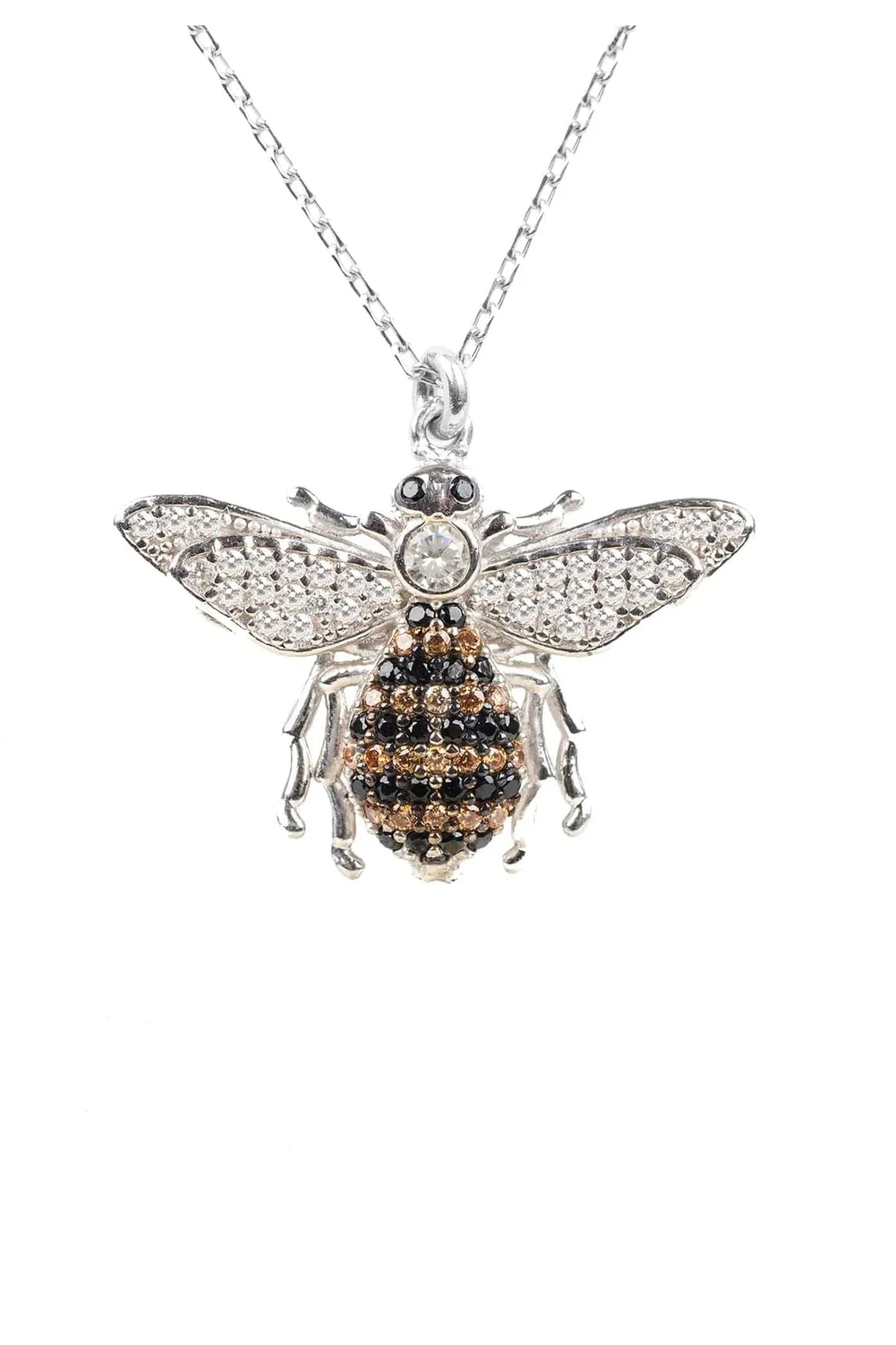 Honey Bee Pendant Necklace Silver - LATELITA Necklaces