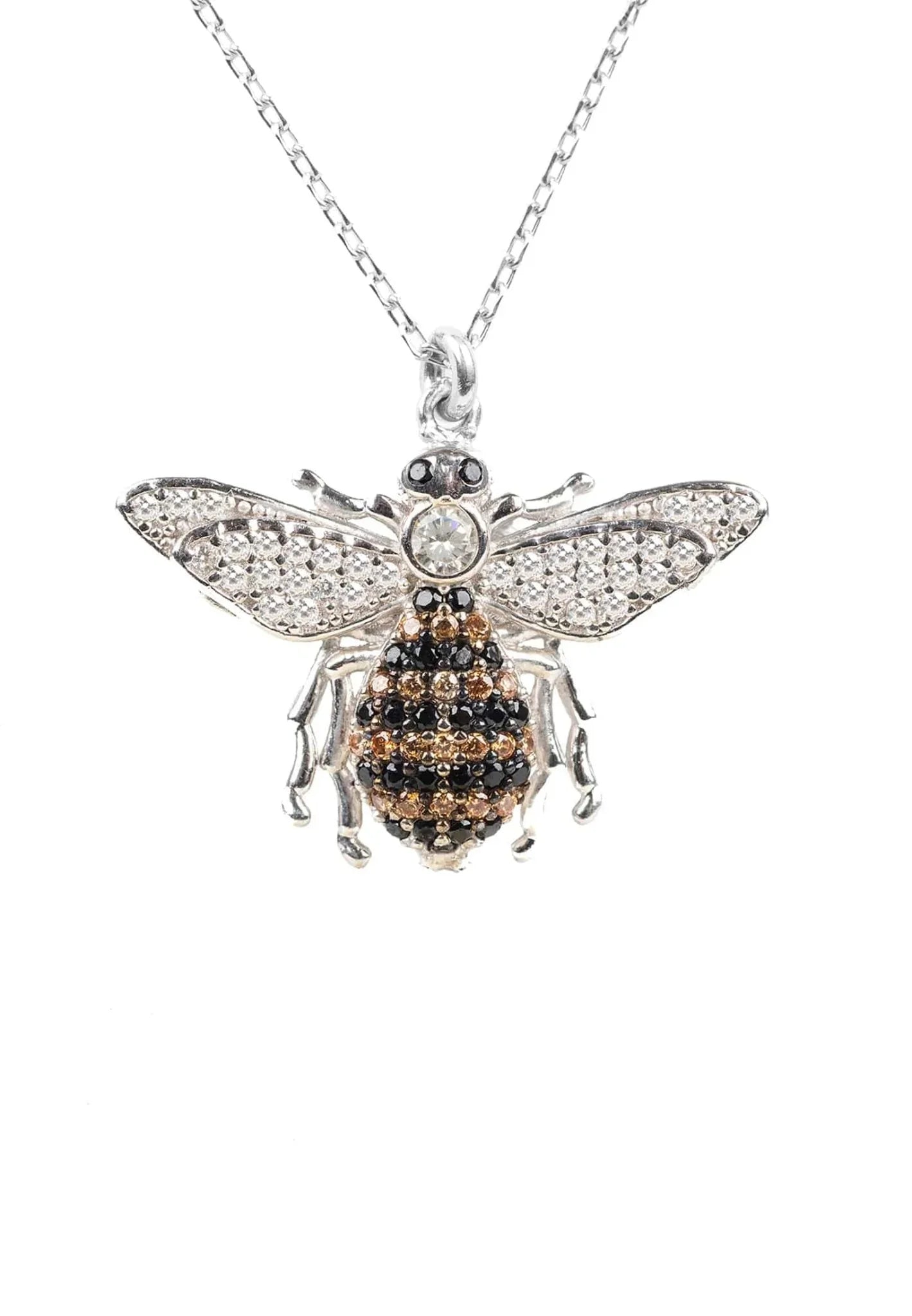 Honey Bee Pendant Necklace Silver - LATELITA Necklaces